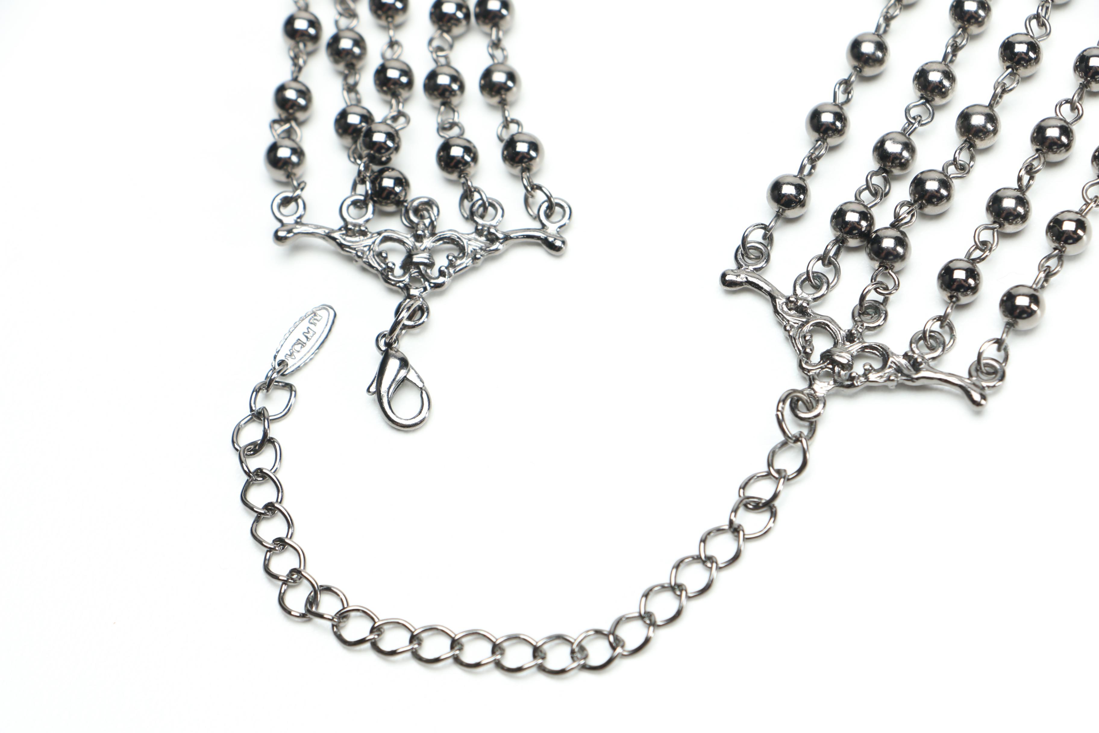 Black and Silver-Tone Beaded Necklaces