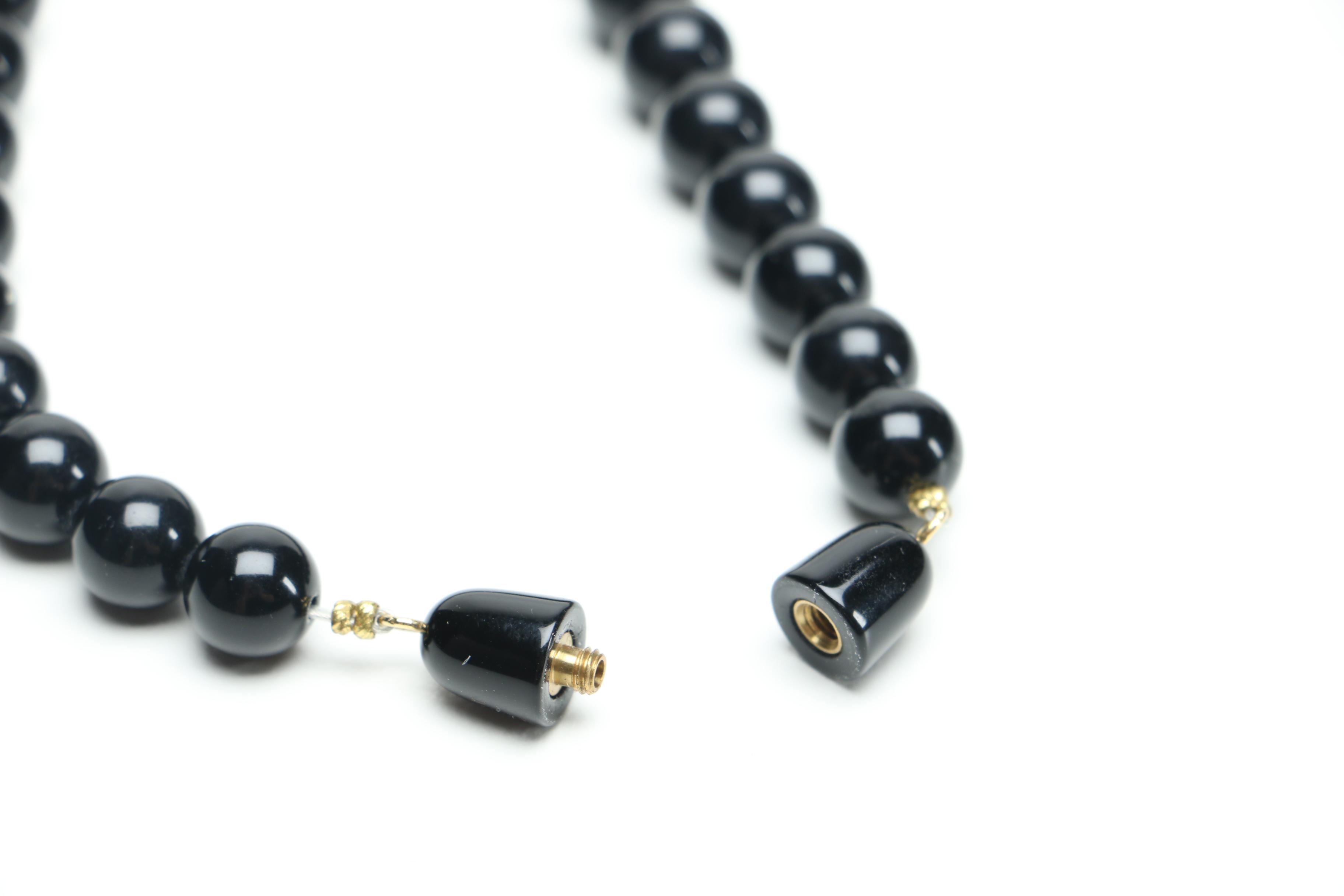 Black and Silver-Tone Beaded Necklaces