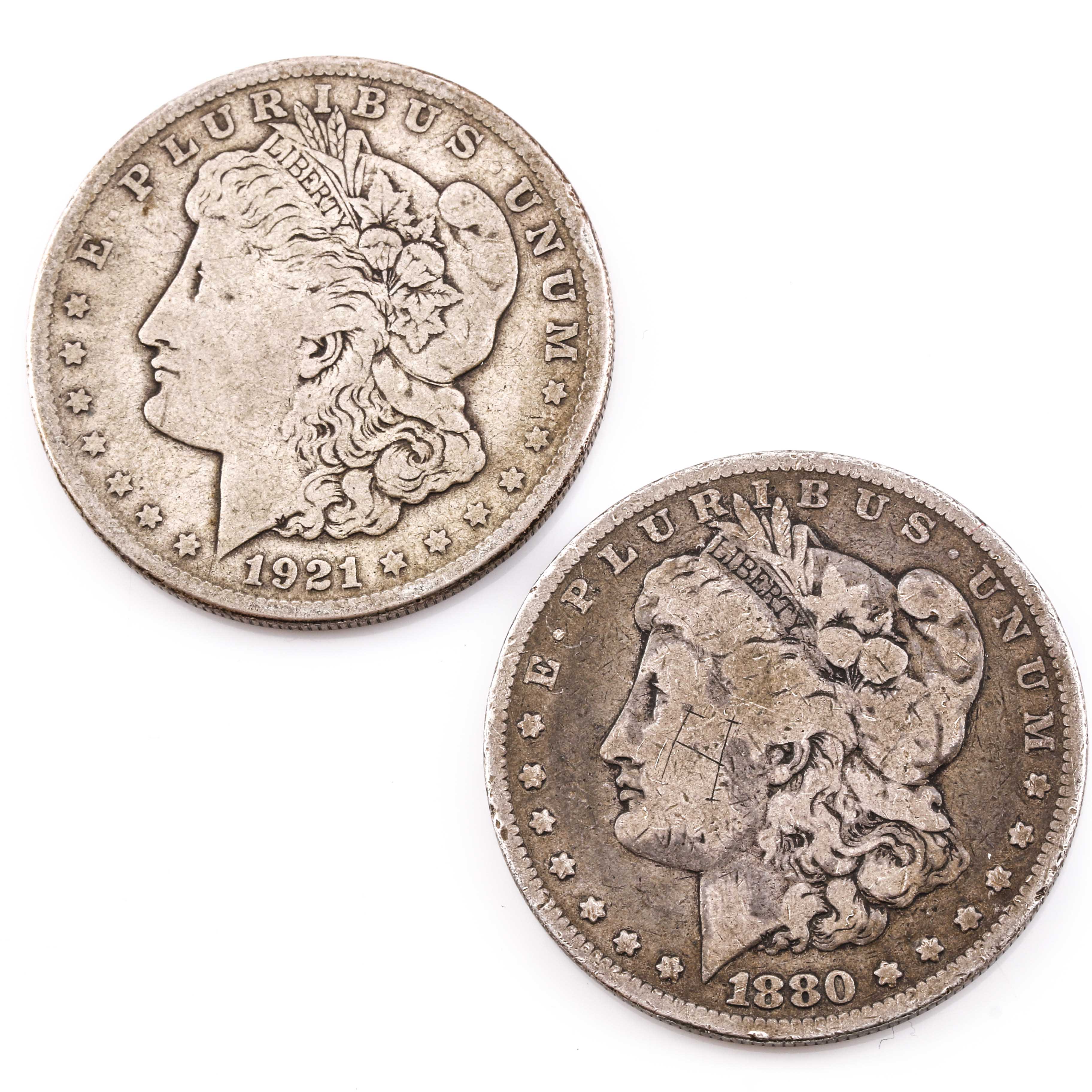 Two Morgan Silver Dollars