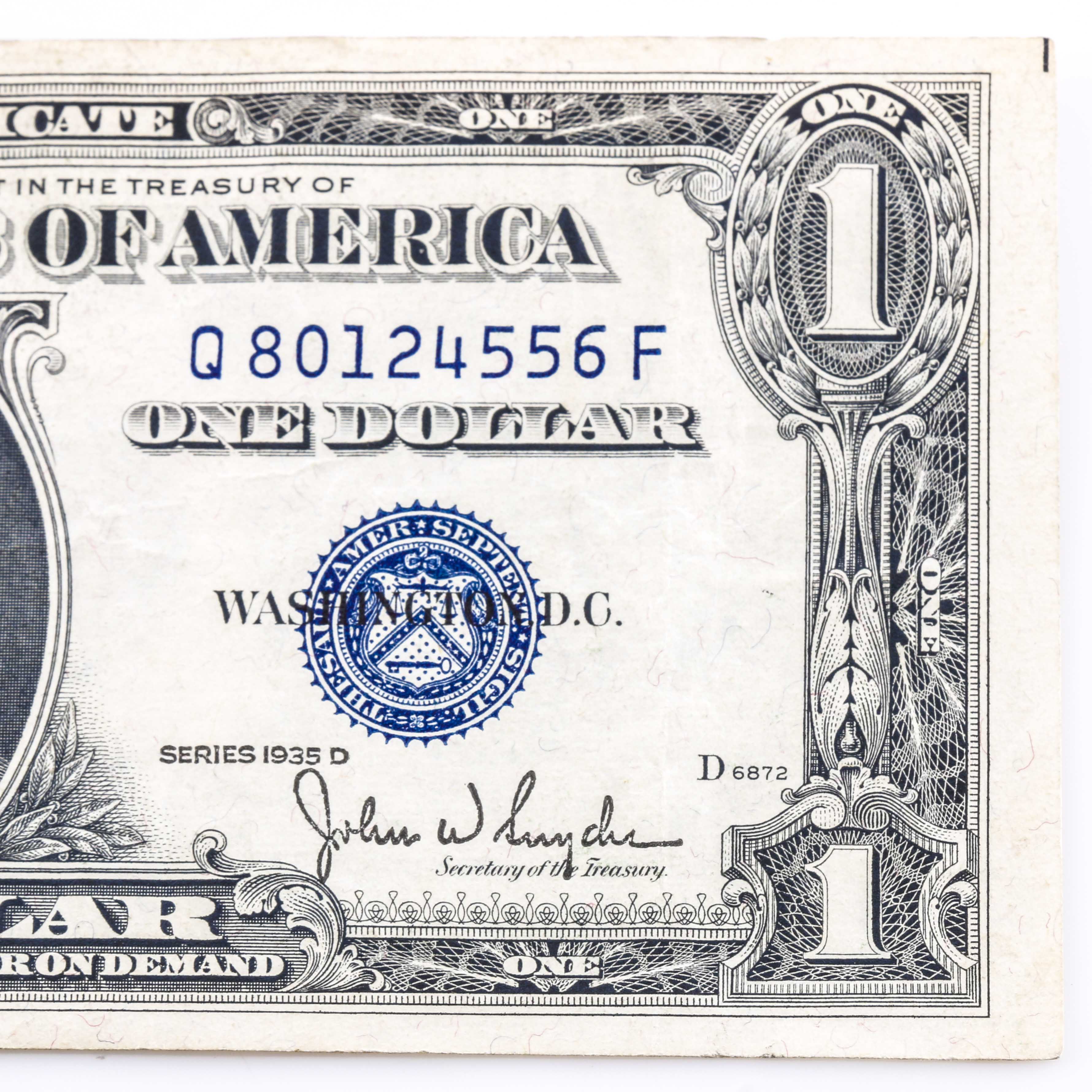 Five U.S. One-Dollar Silver Certificates