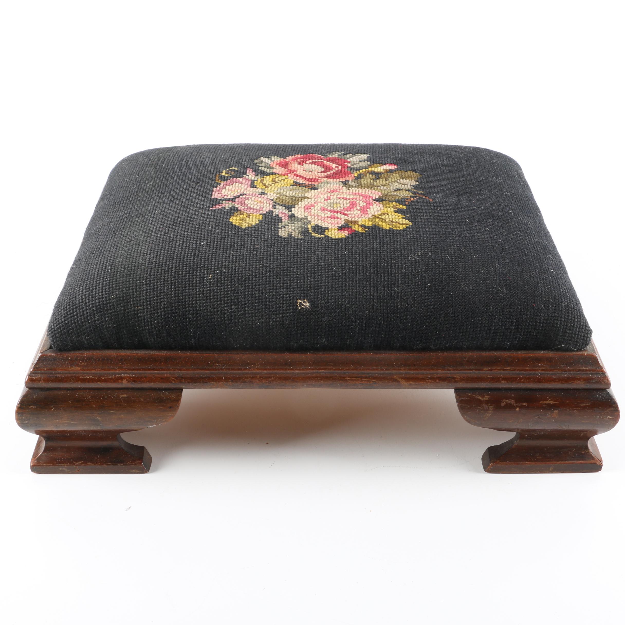 Vintage Needlepoint Footstool