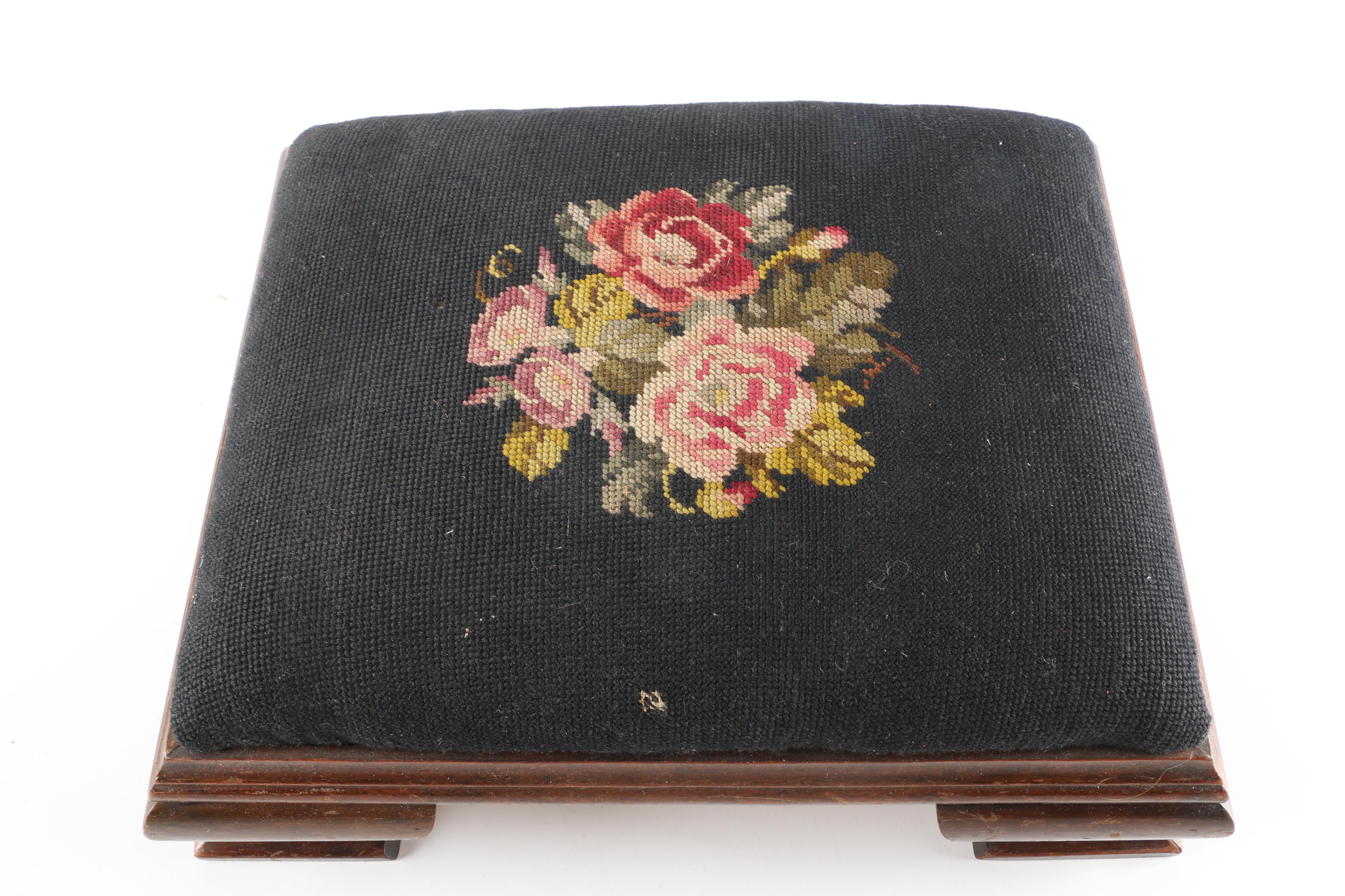 Vintage Needlepoint Footstool