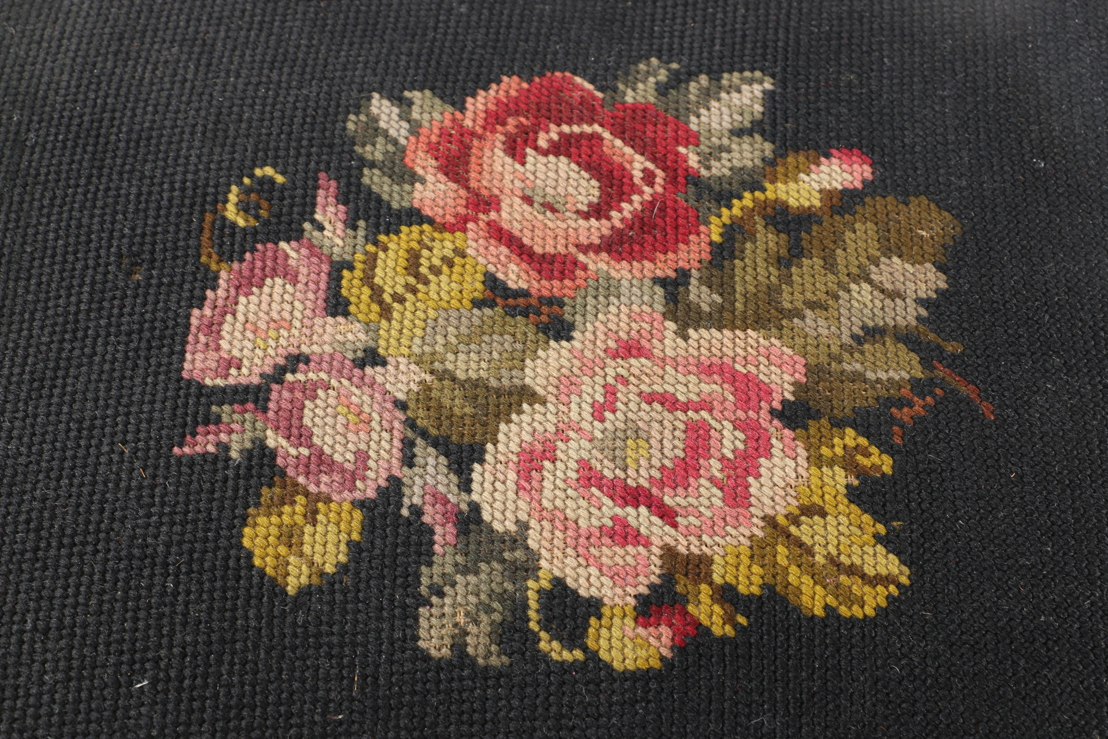 Vintage Needlepoint Footstool