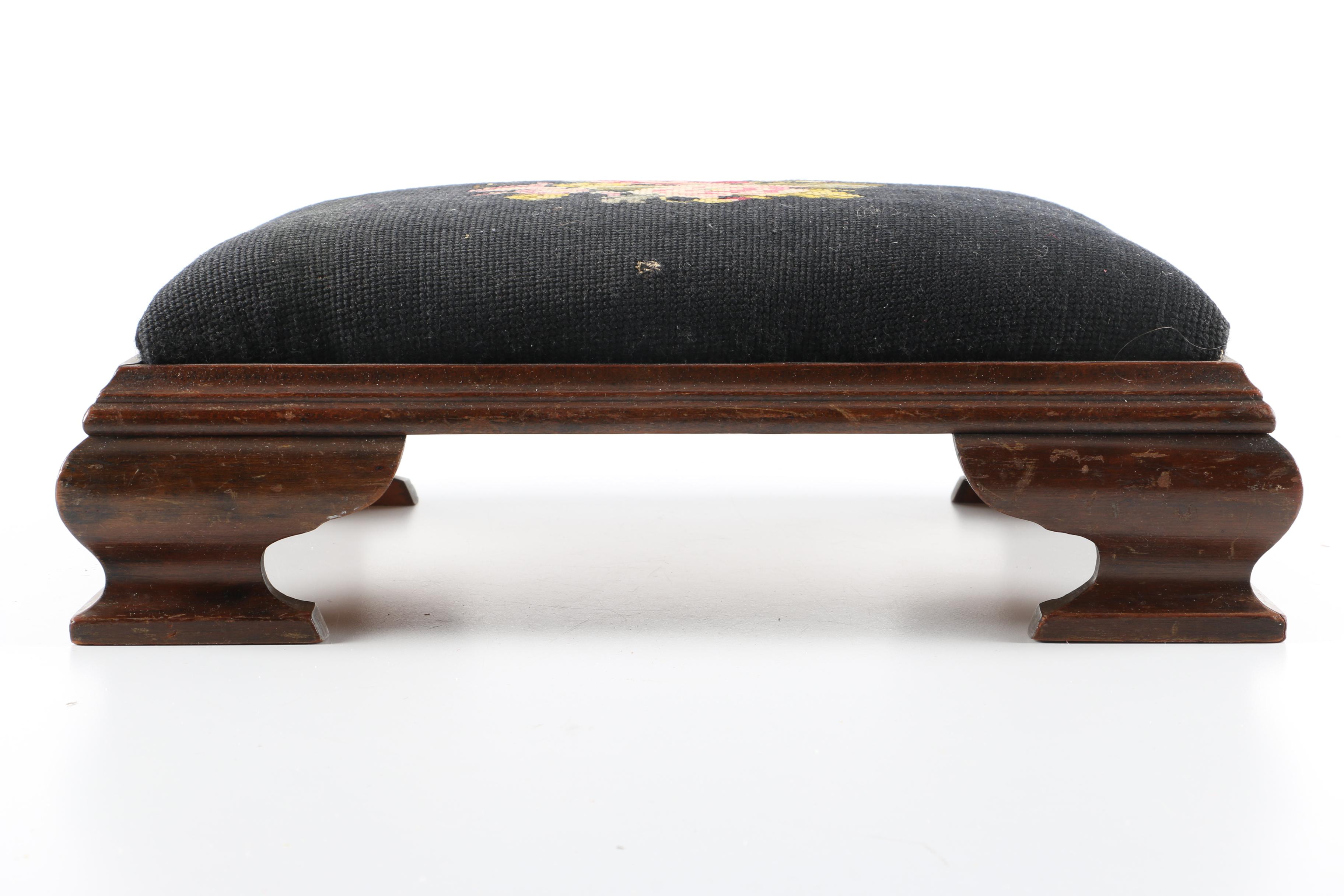 Vintage Needlepoint Footstool