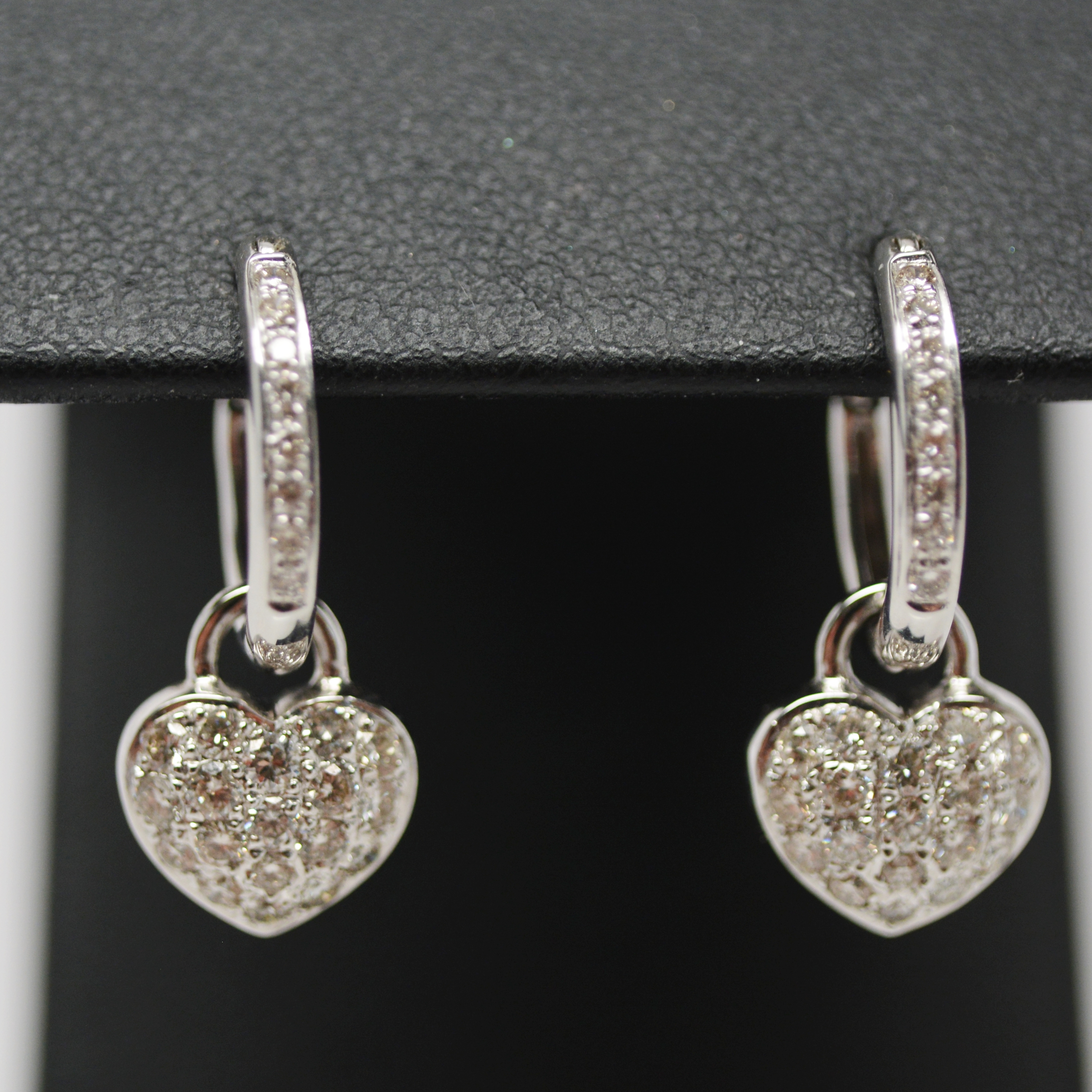 Chad Allison 18K White Gold Diamond Heart-Shaped Dangle Pierced Earrings