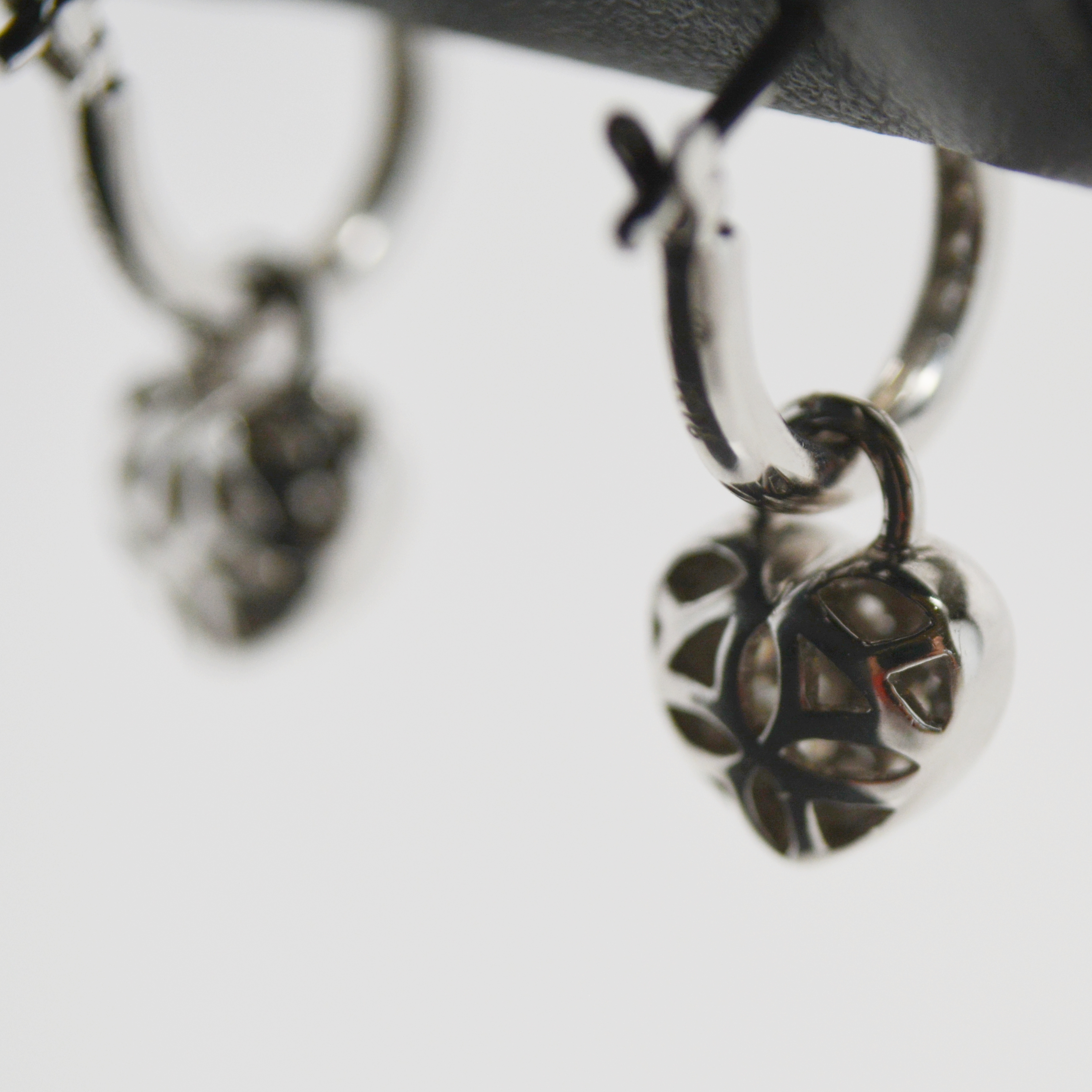 Chad Allison 18K White Gold Diamond Heart-Shaped Dangle Pierced Earrings