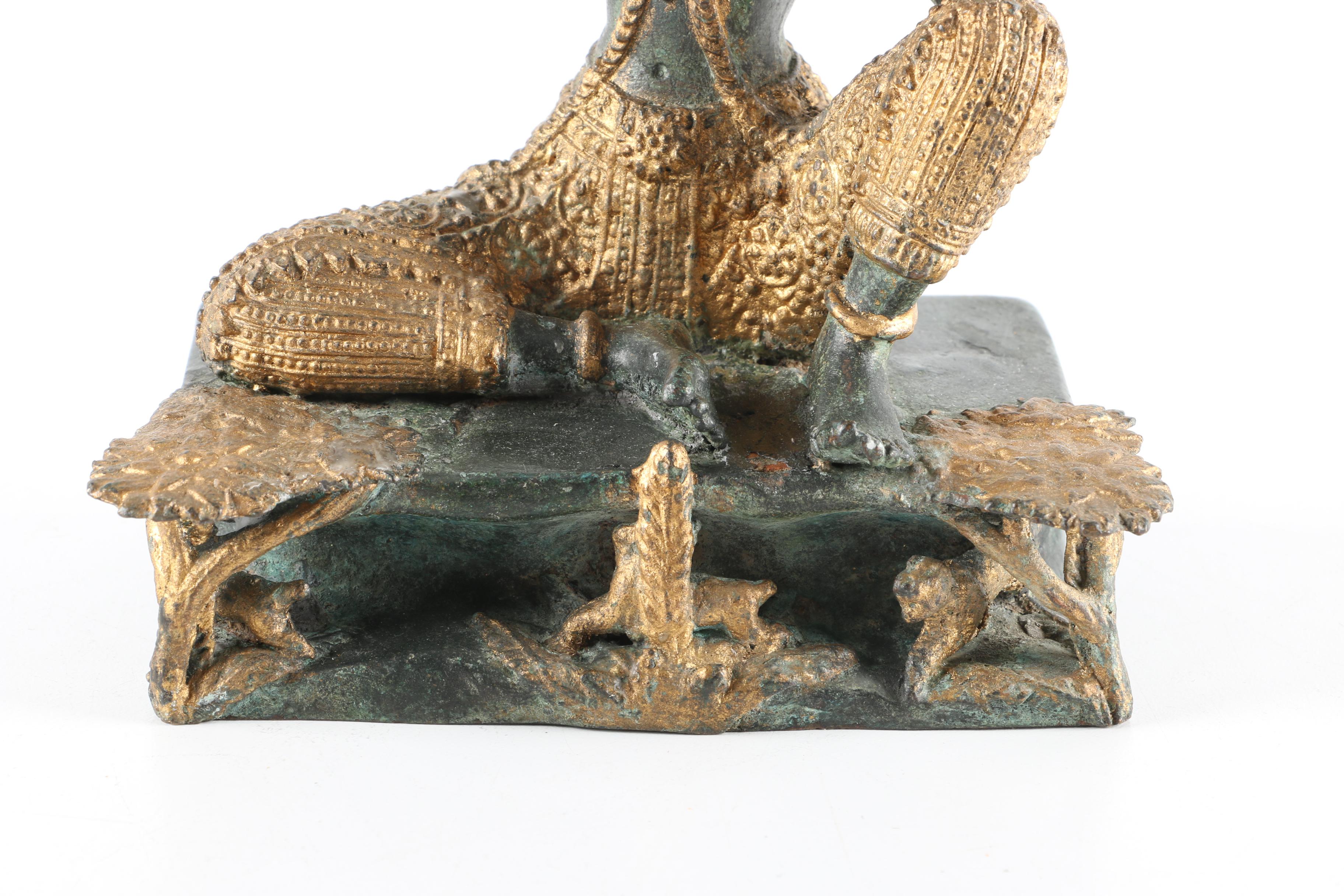 Thai Style Bronze Figure Playing Flute