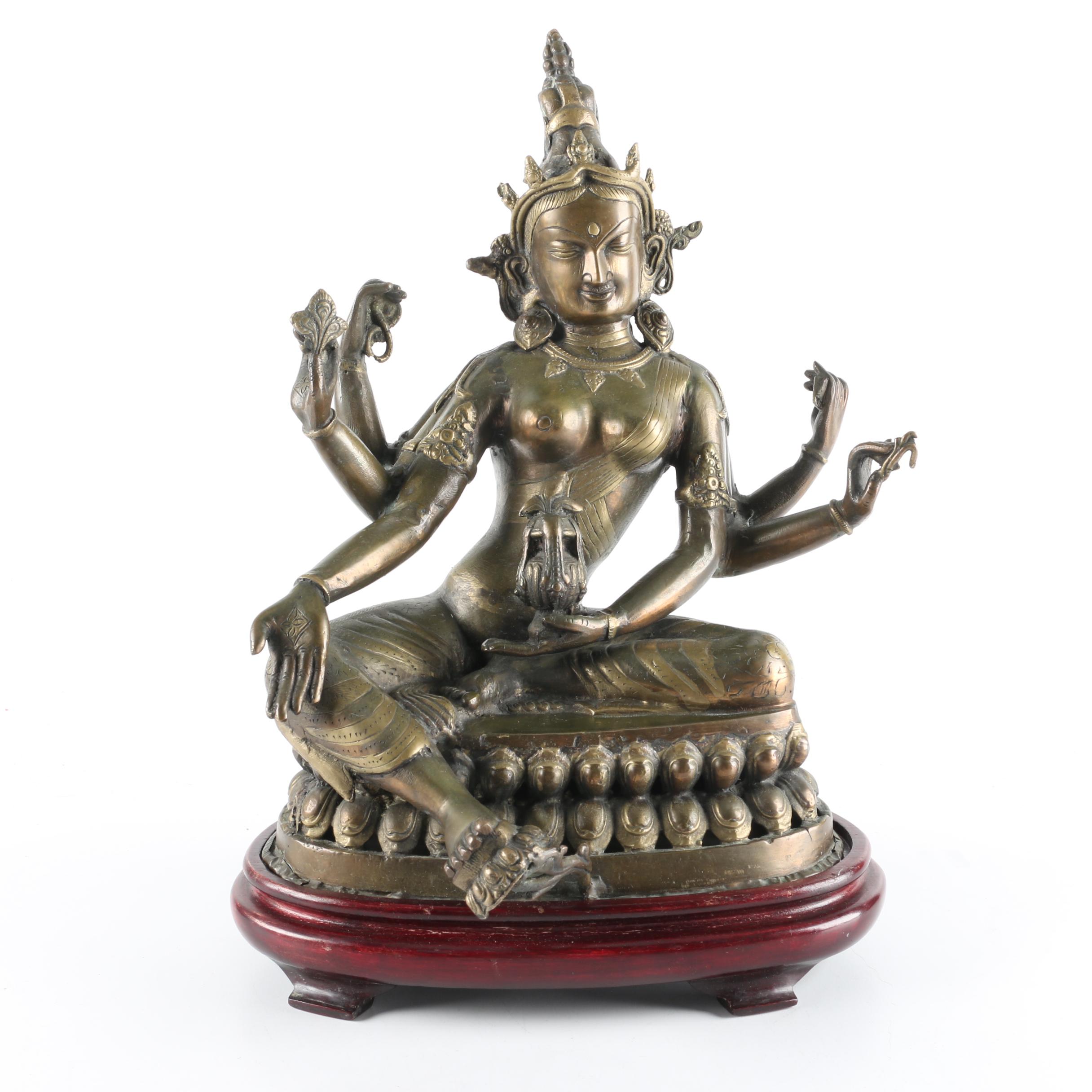 Nepali Style Bronze Sculpture of the Bodhisattva Vasudhara