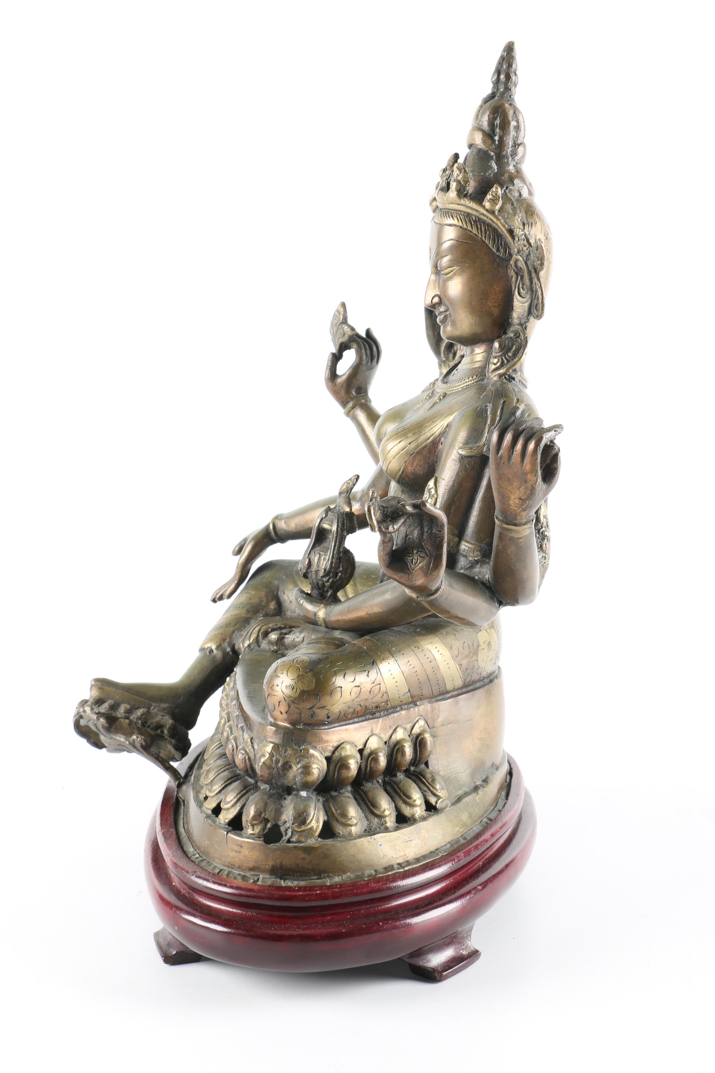 Nepali Style Bronze Sculpture of the Bodhisattva Vasudhara