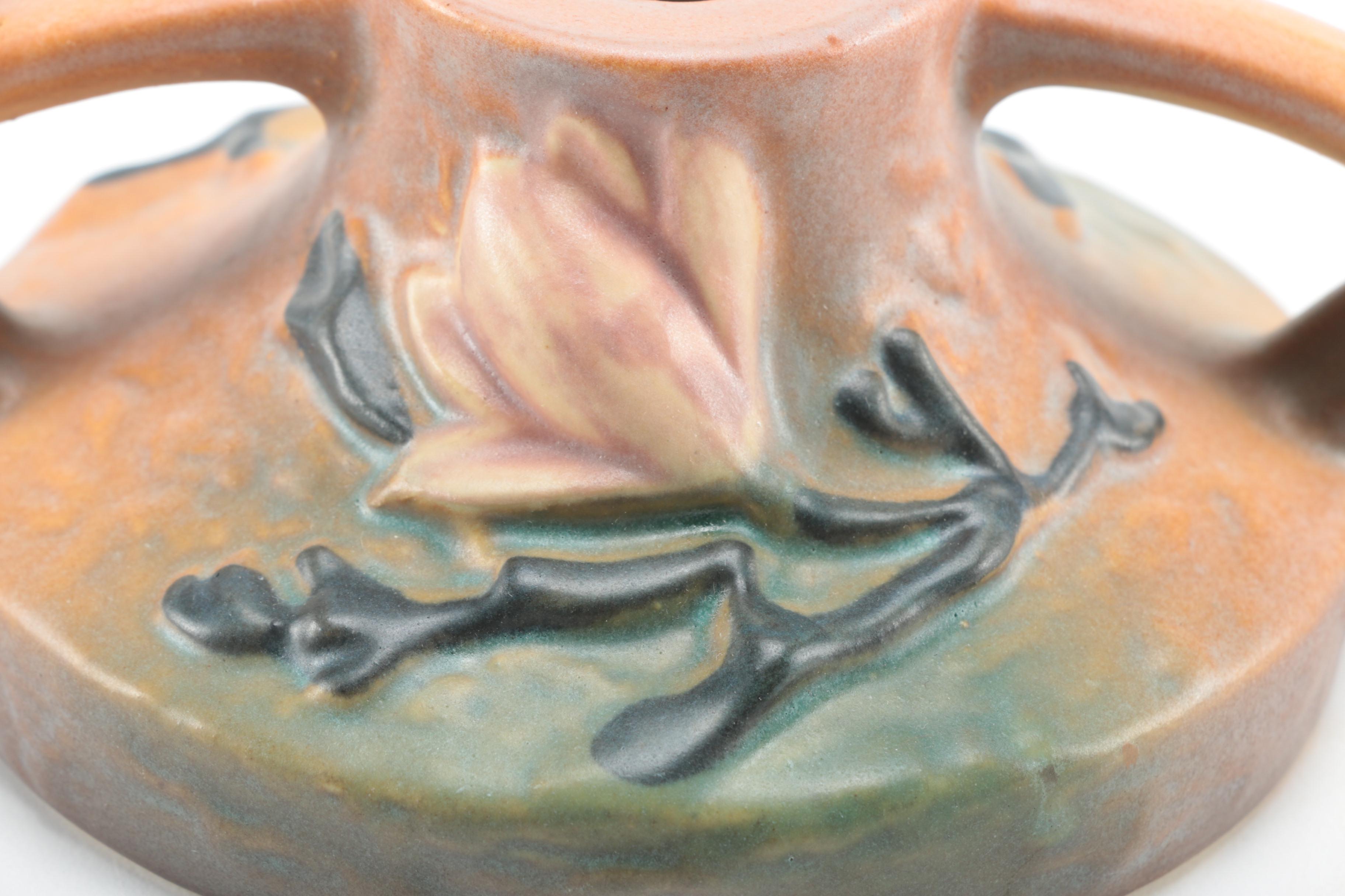 Roseville Art Pottery "Magnolia" Candlesticks Circa 1940-1954