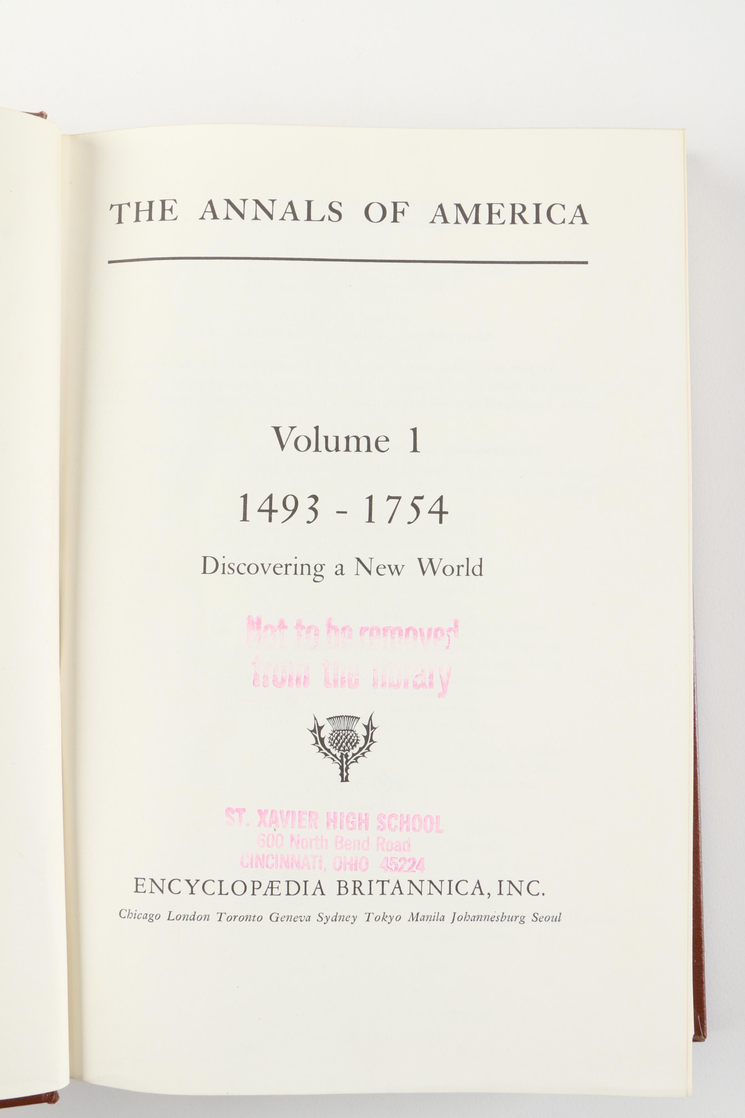 "The Annals of America The Bicentennial Edition 1776-1976"