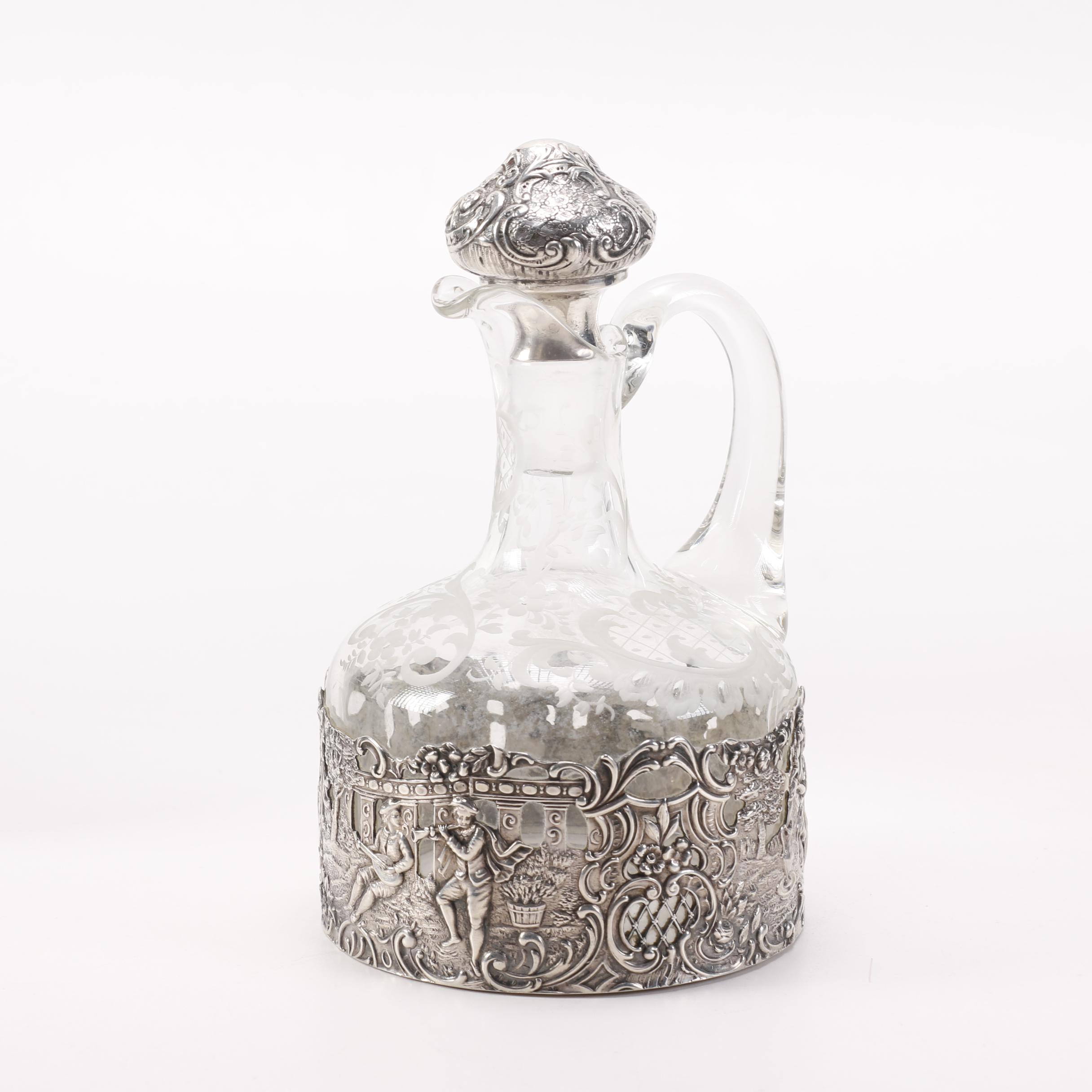 Hanau 800 Silver Overlay Vinegar Cruet
