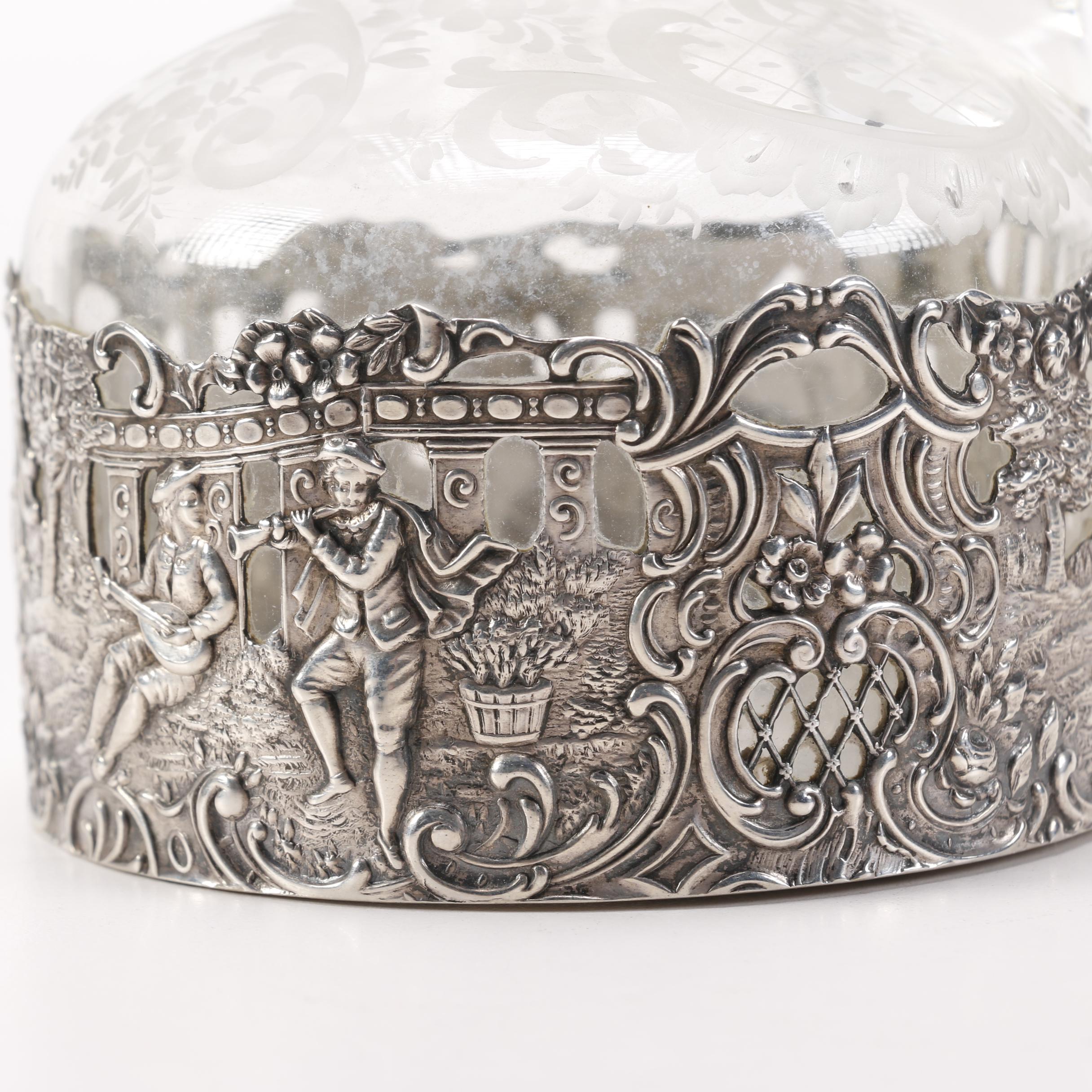 Hanau 800 Silver Overlay Vinegar Cruet