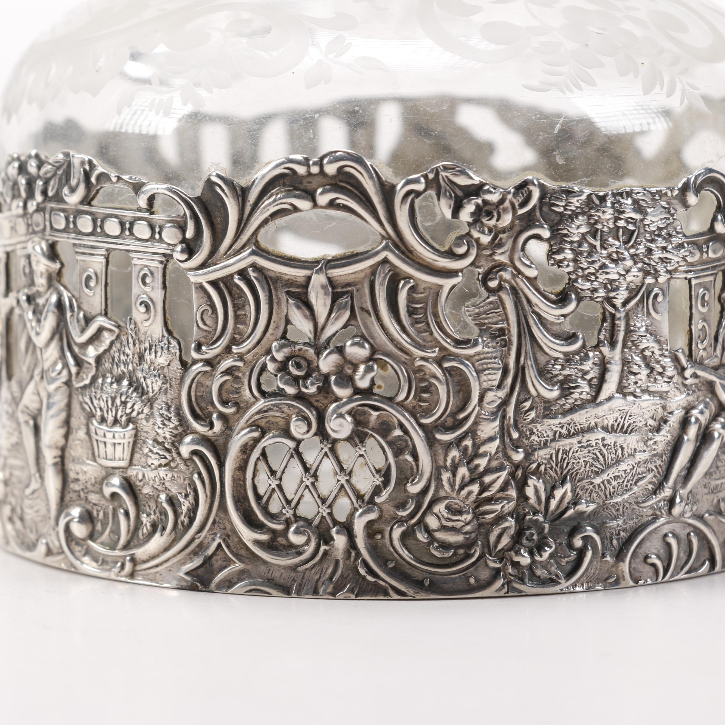 Hanau 800 Silver Overlay Vinegar Cruet