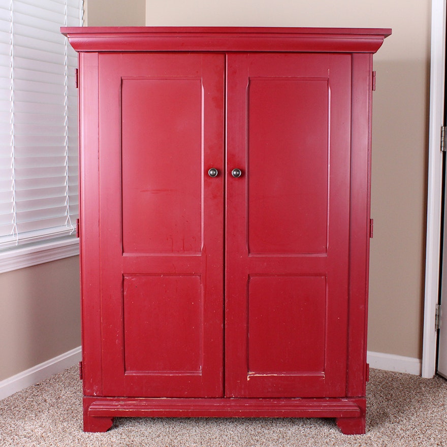 Red Media Armoire