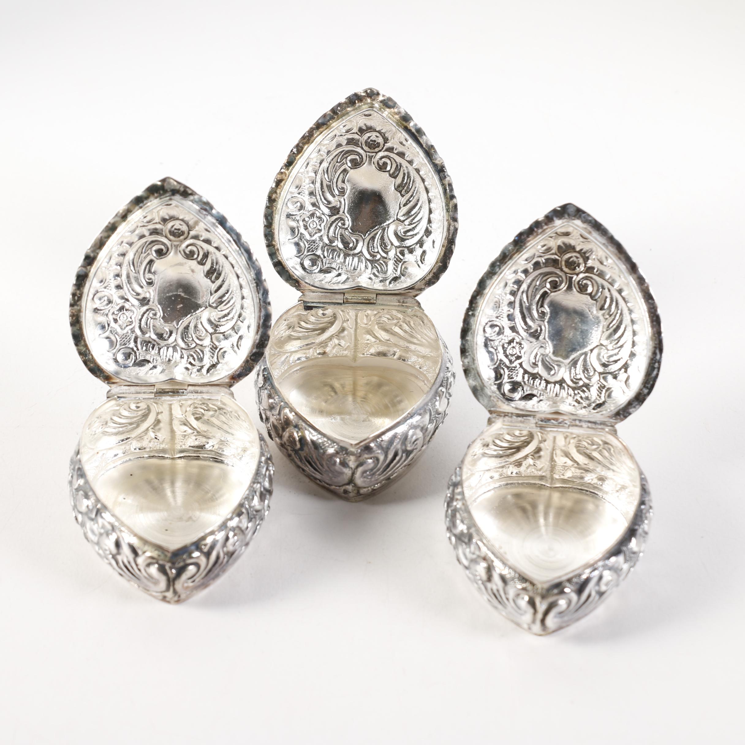 Sterling Silver Heart Shaped Trinket Boxes and Other Sterling