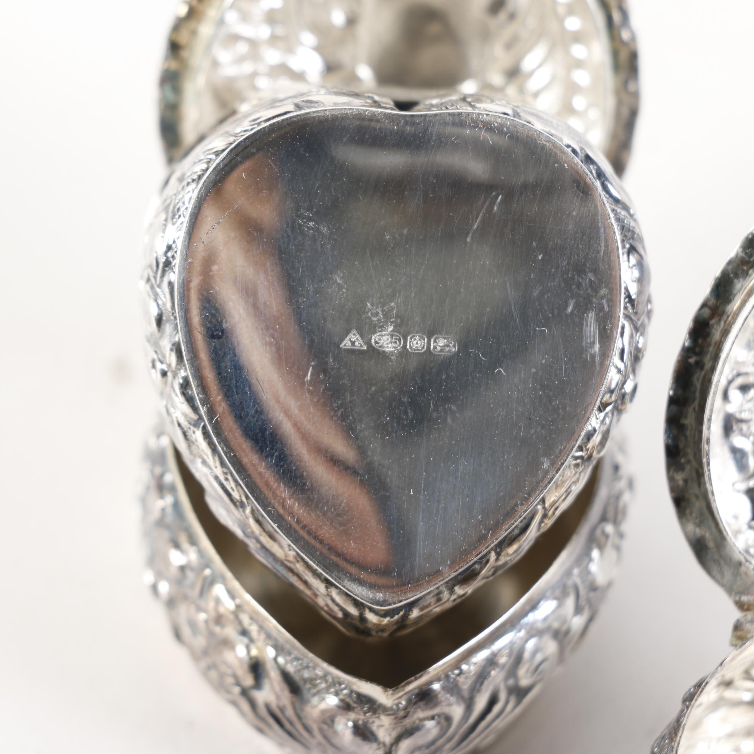 Sterling Silver Heart Shaped Trinket Boxes and Other Sterling