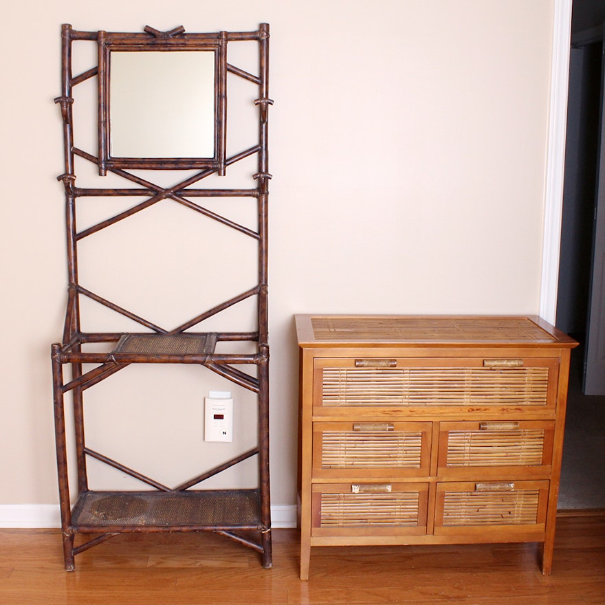 Bamboo Hall Tree and Small Chest