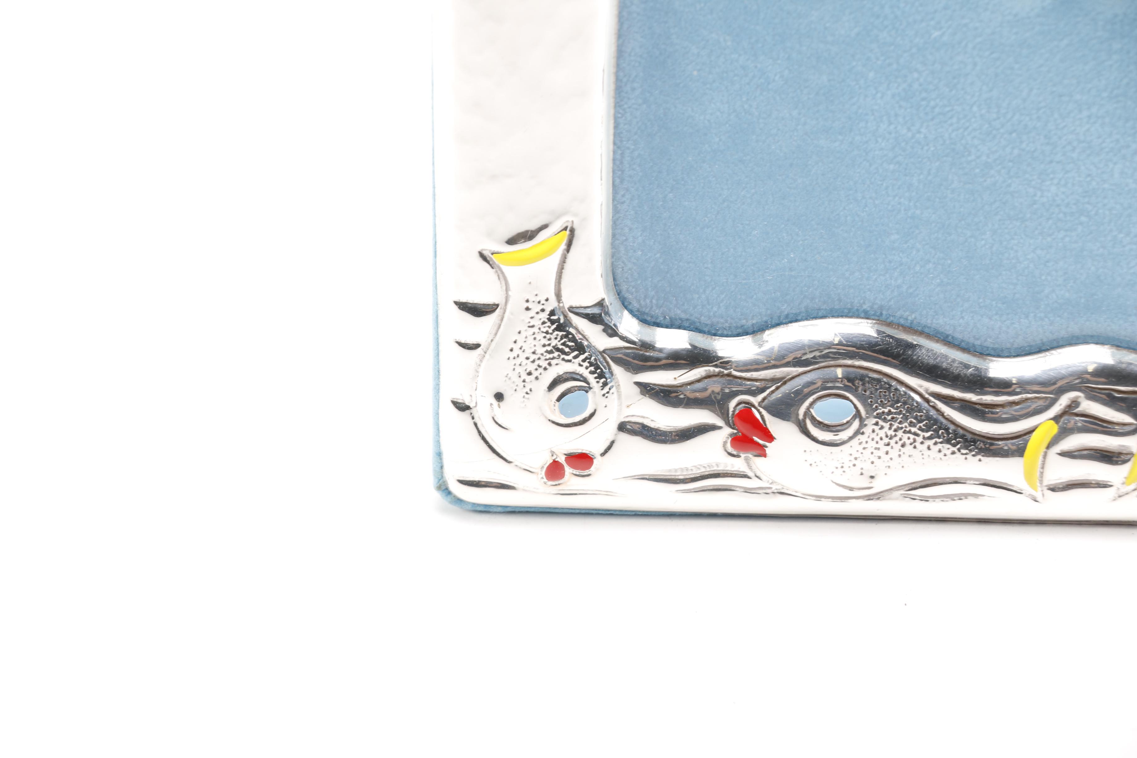 Sterling Silver Picture Frame With Decorative Fish