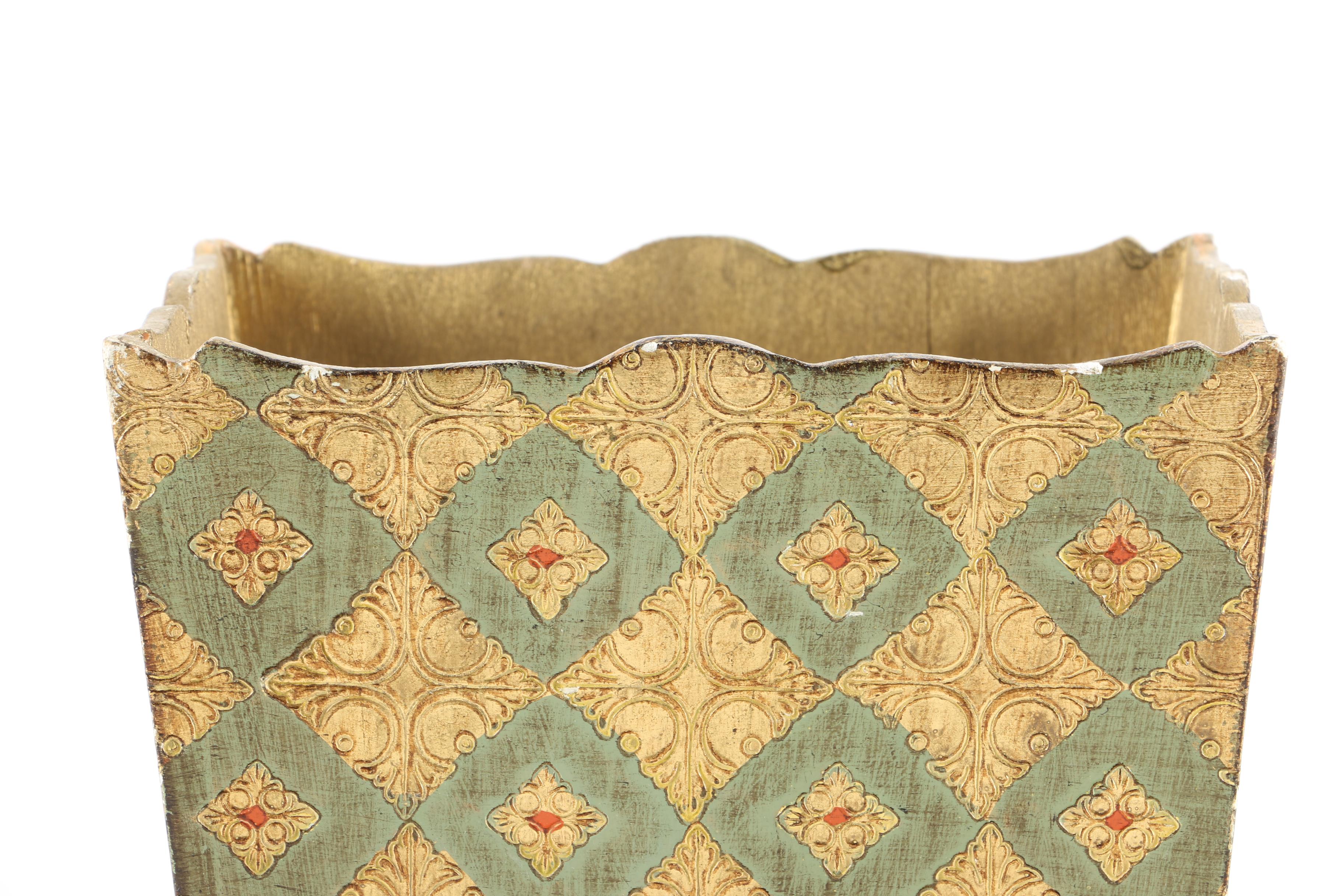 Florentine Style Wooden Waste Basket