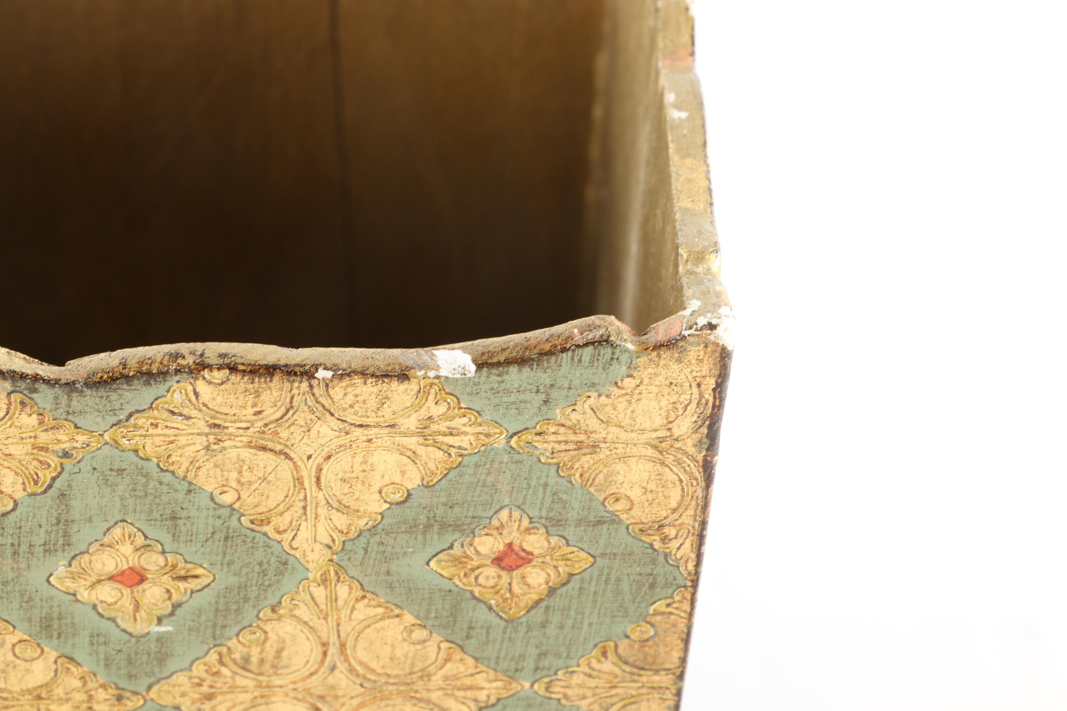 Florentine Style Wooden Waste Basket