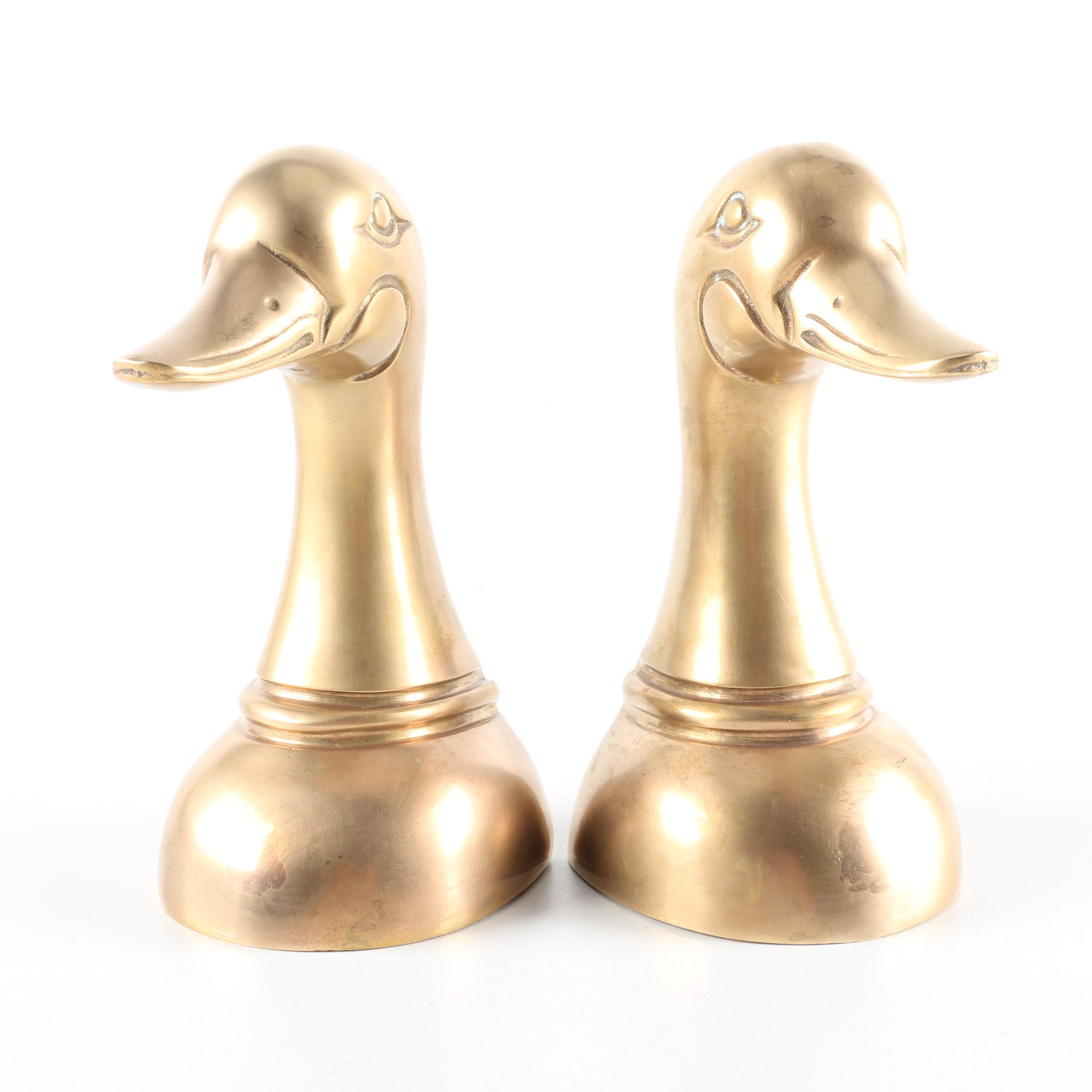 Brass Duck Bookends