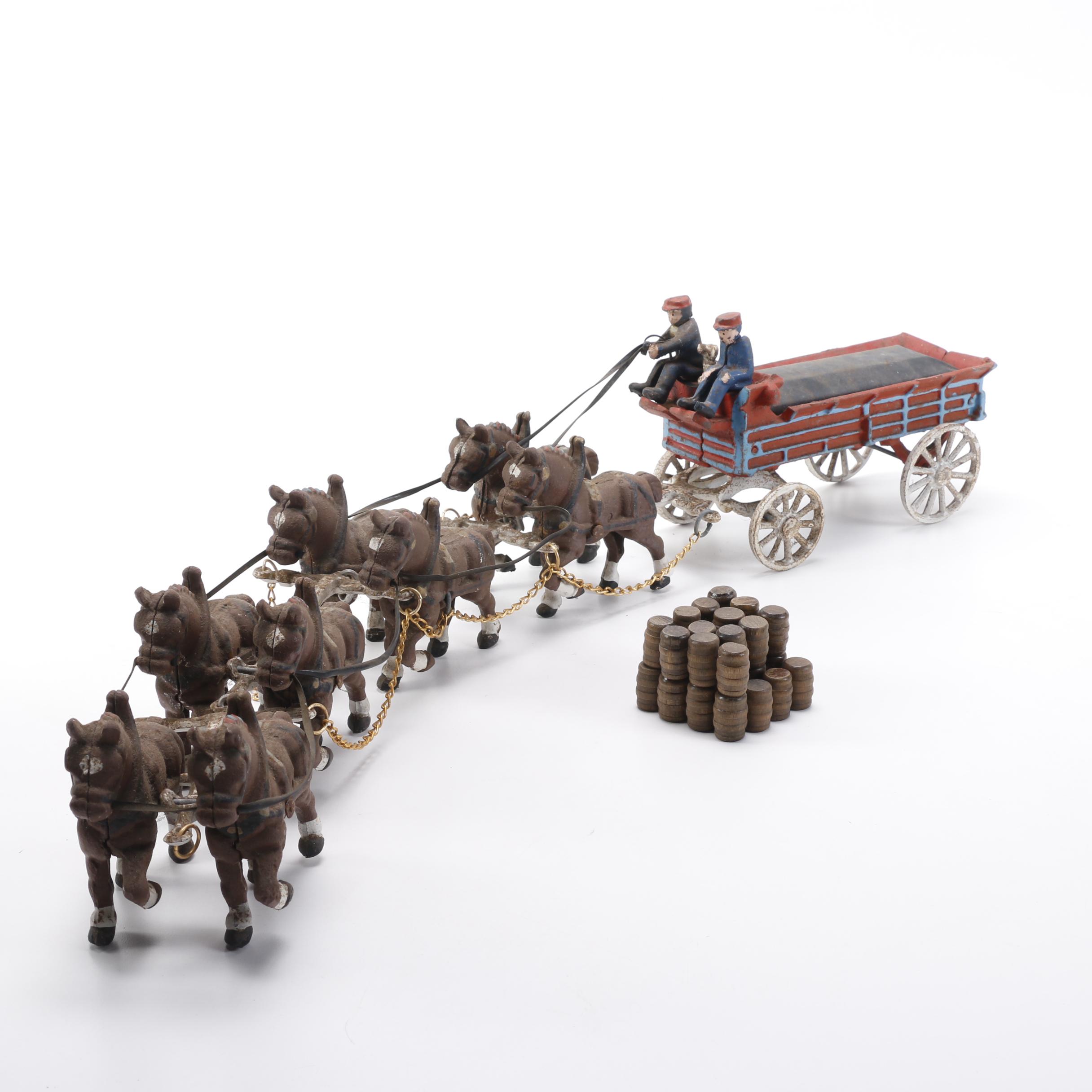 Vintage Toy Replica Cast Iron Beer Wagon