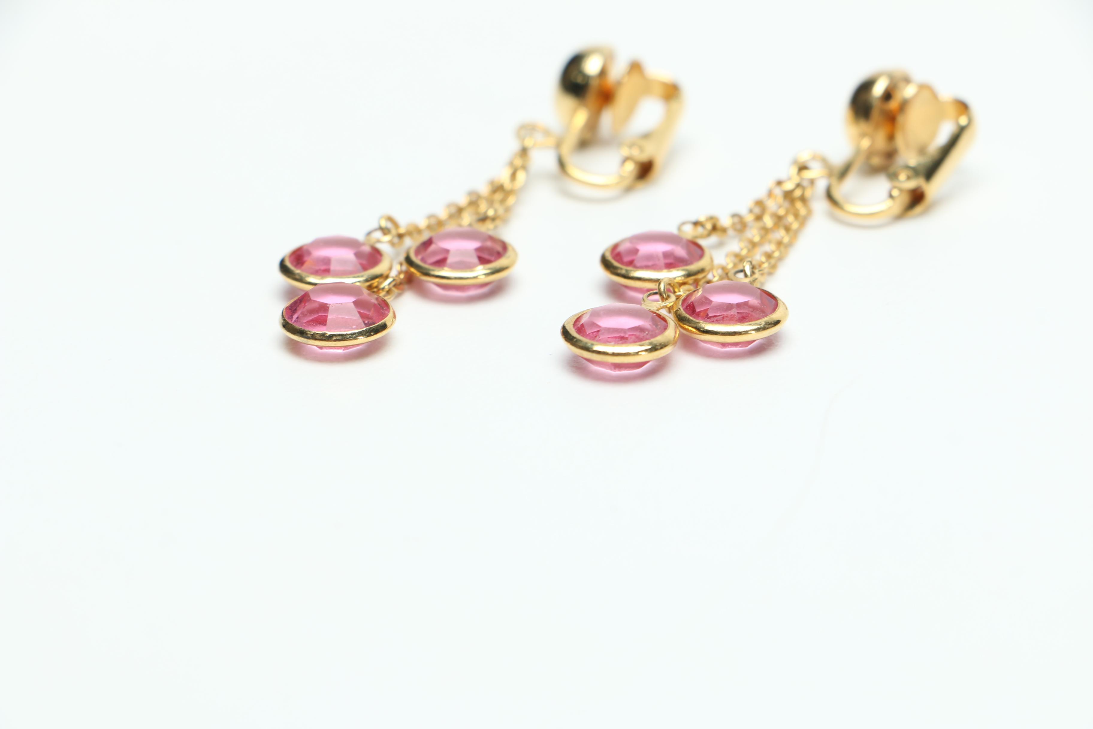 Enamel and Rhinestone Watch With Earrings