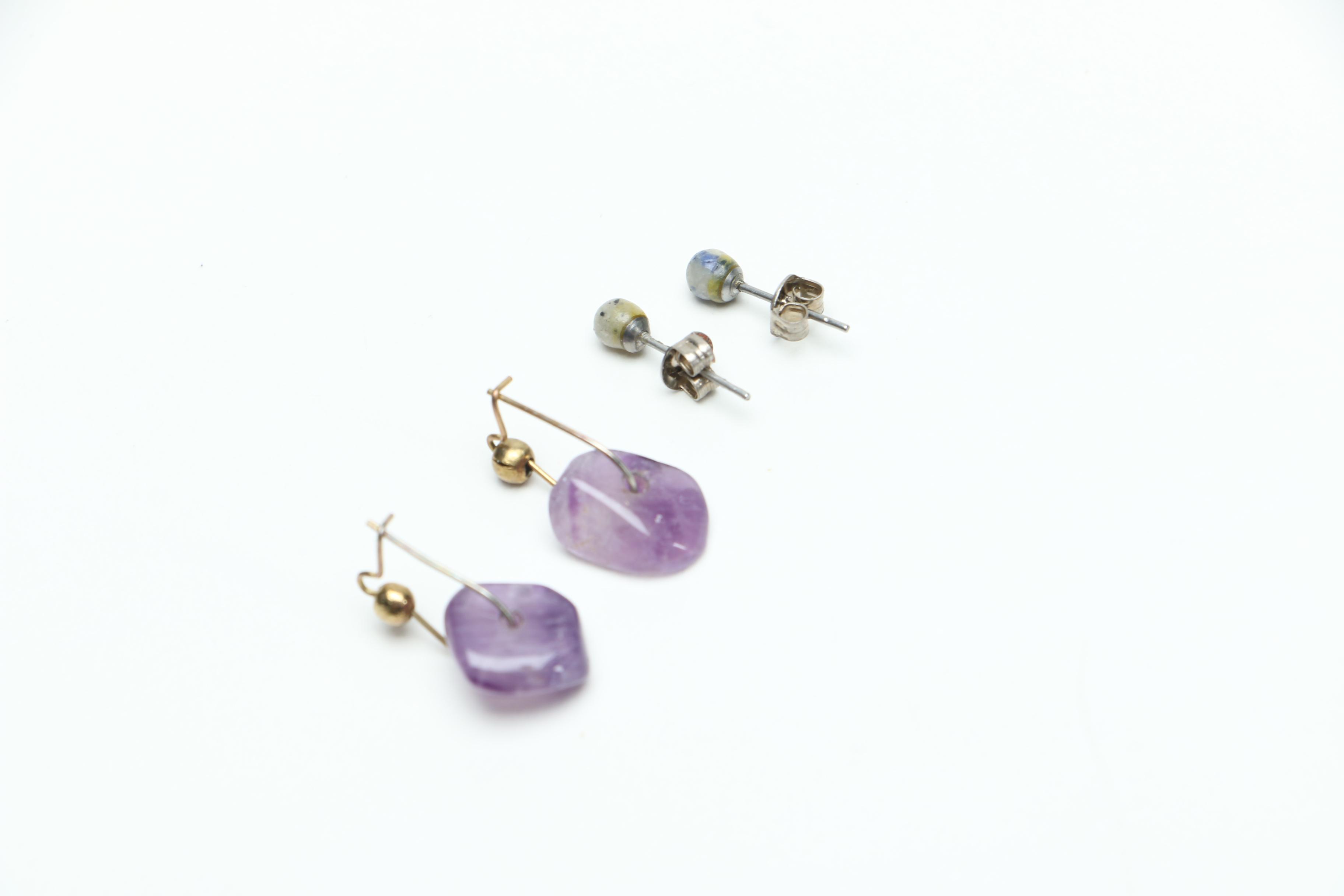 Enamel and Rhinestone Watch With Earrings