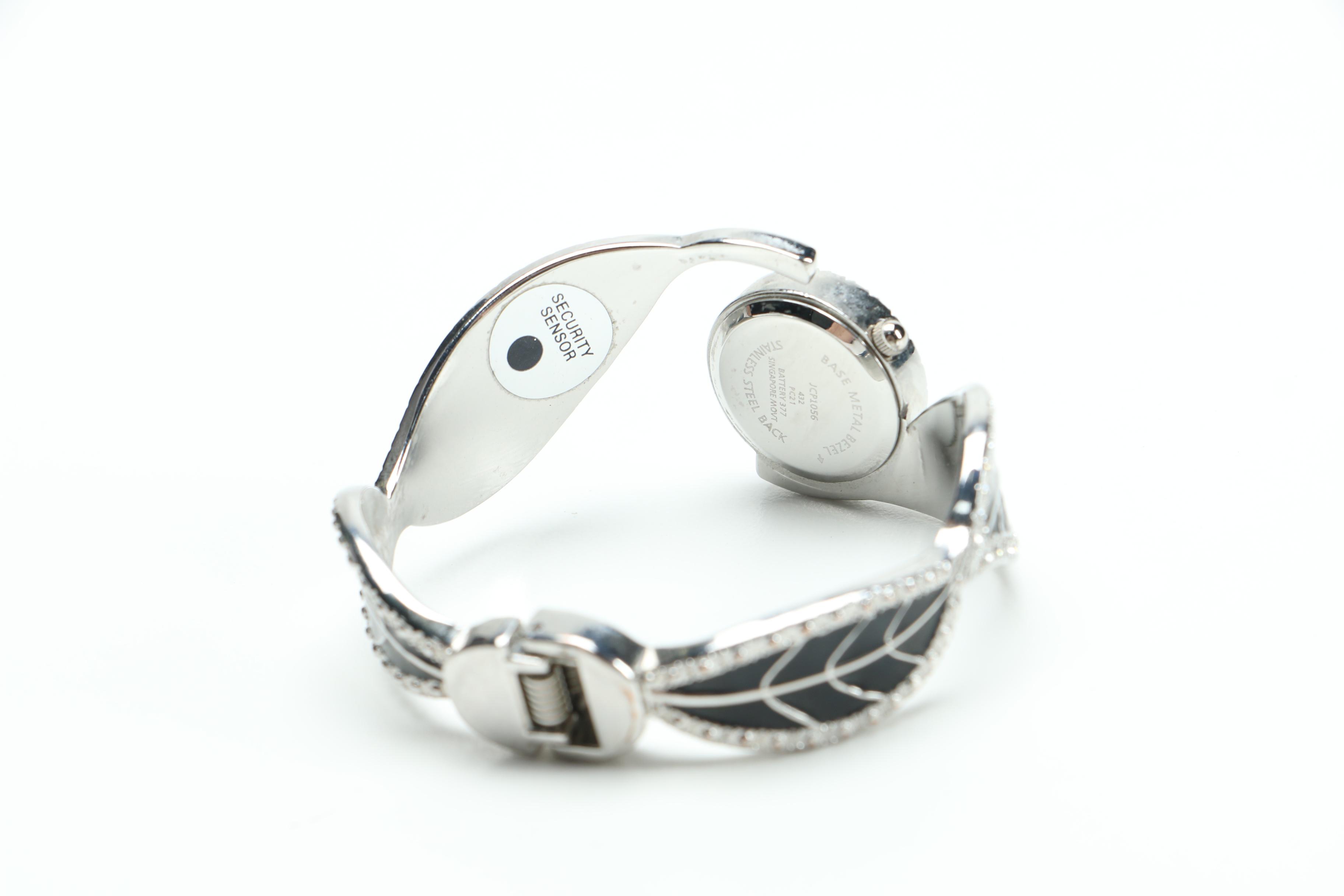 Enamel and Rhinestone Watch With Earrings