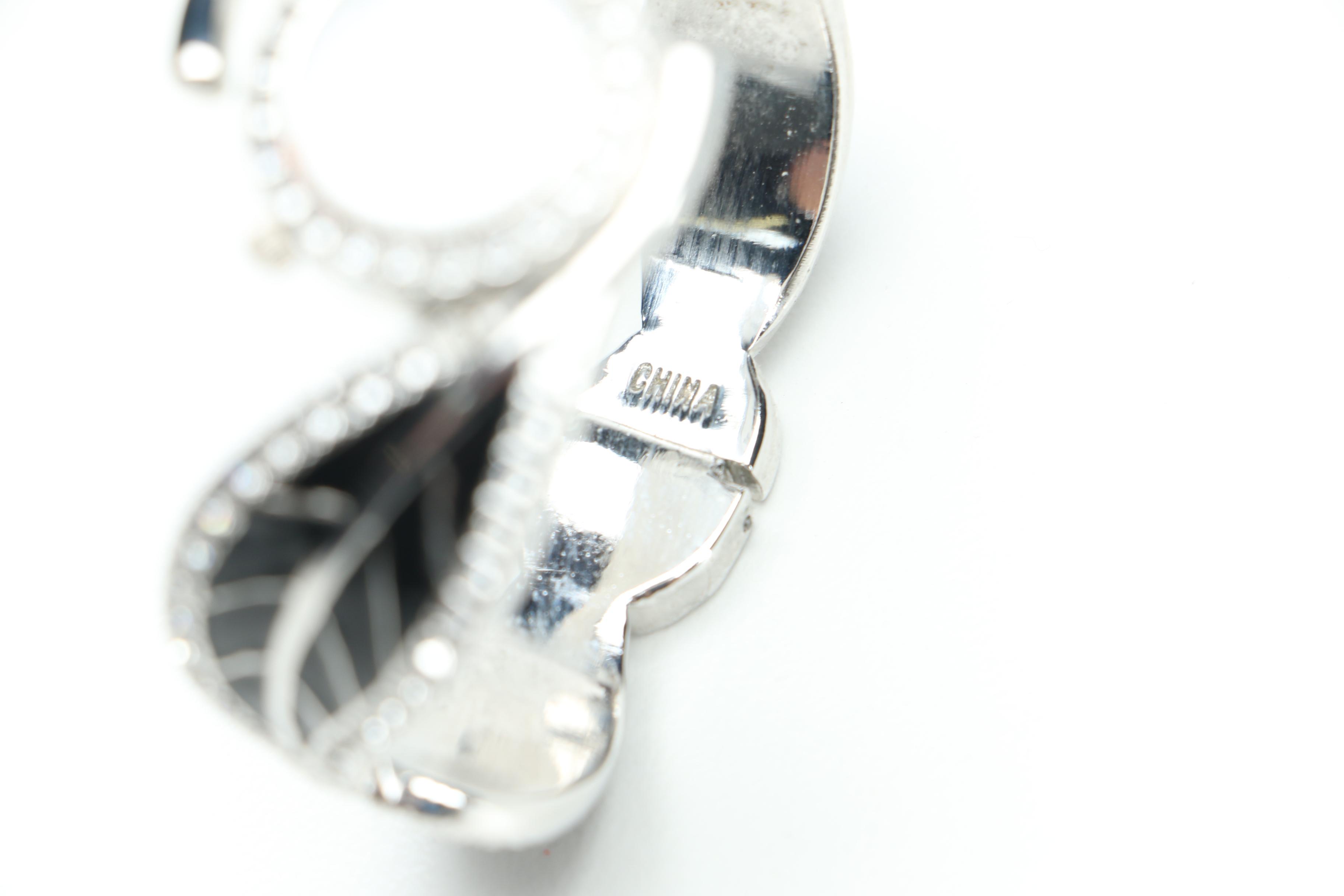 Enamel and Rhinestone Watch With Earrings