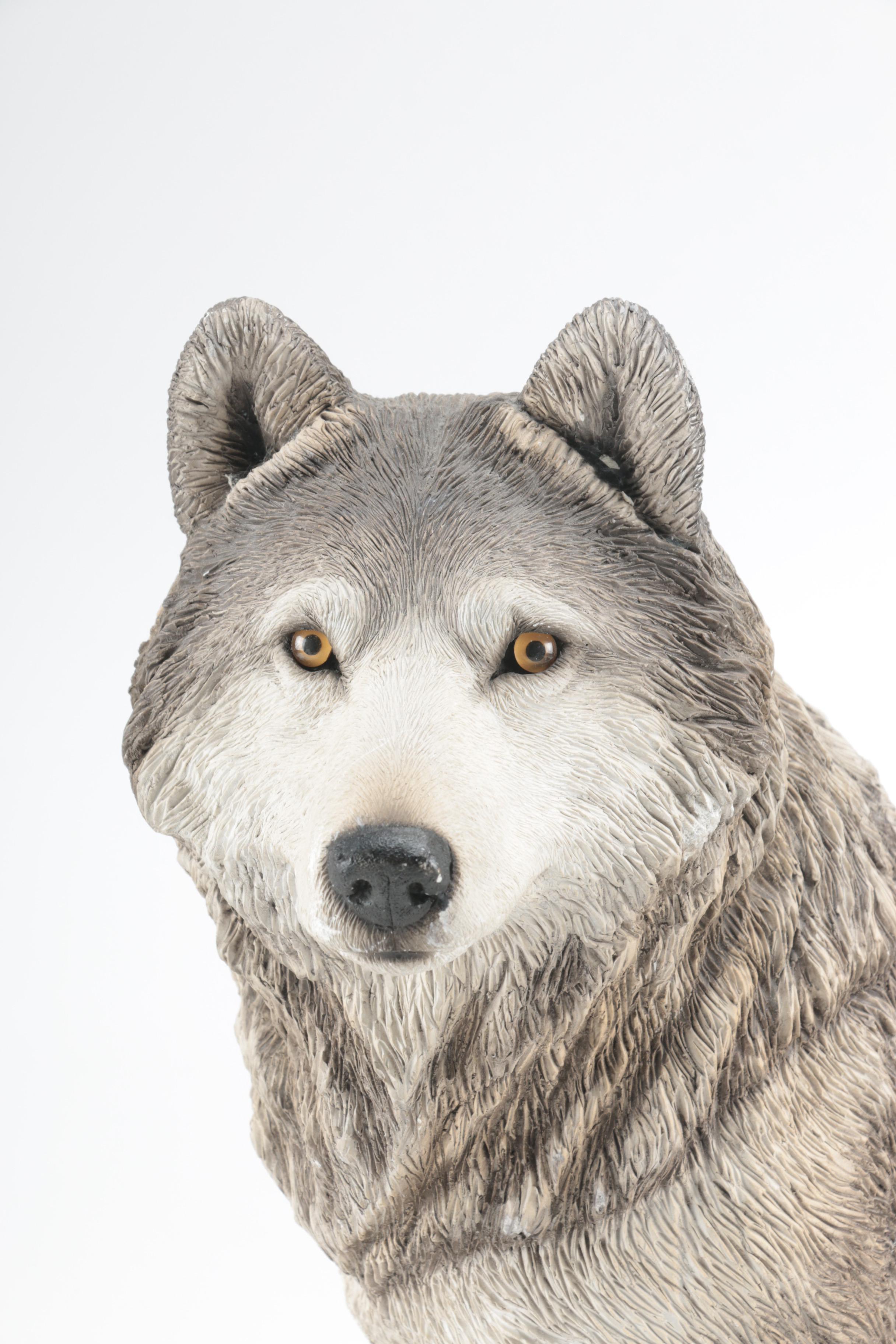 Hand-Painted Sandicast Wolf Figurines