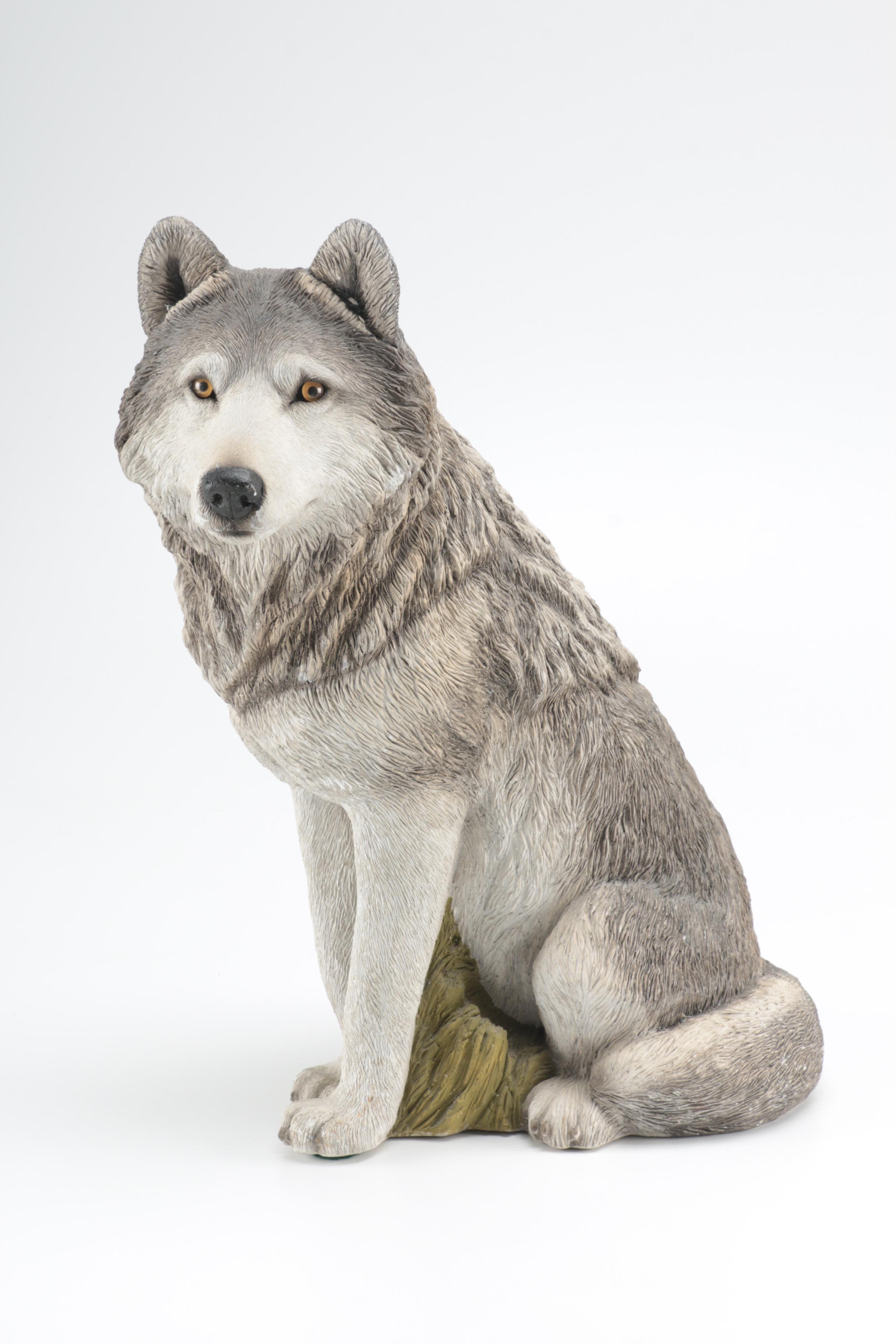 Hand-Painted Sandicast Wolf Figurines