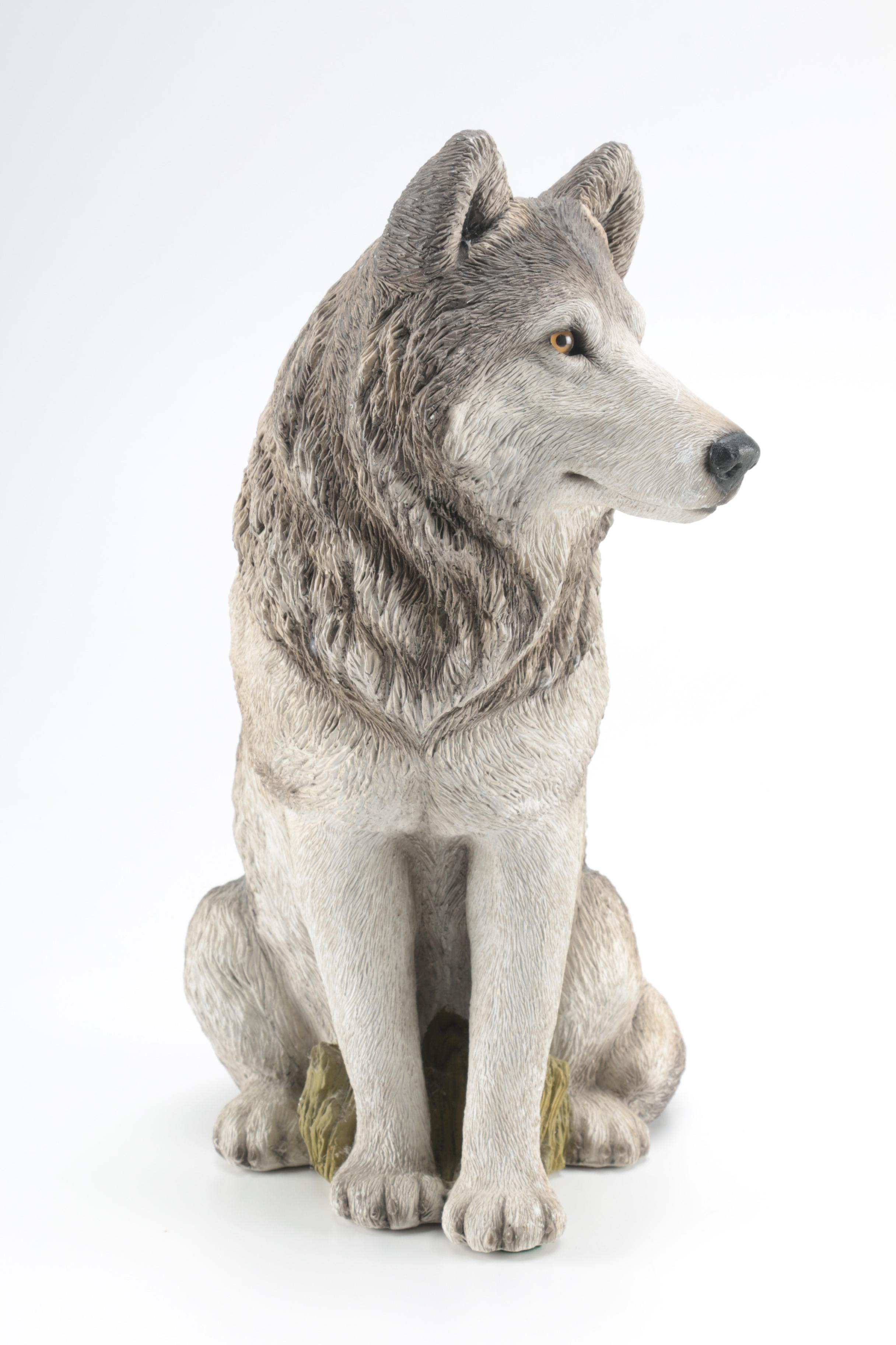 Hand-Painted Sandicast Wolf Figurines