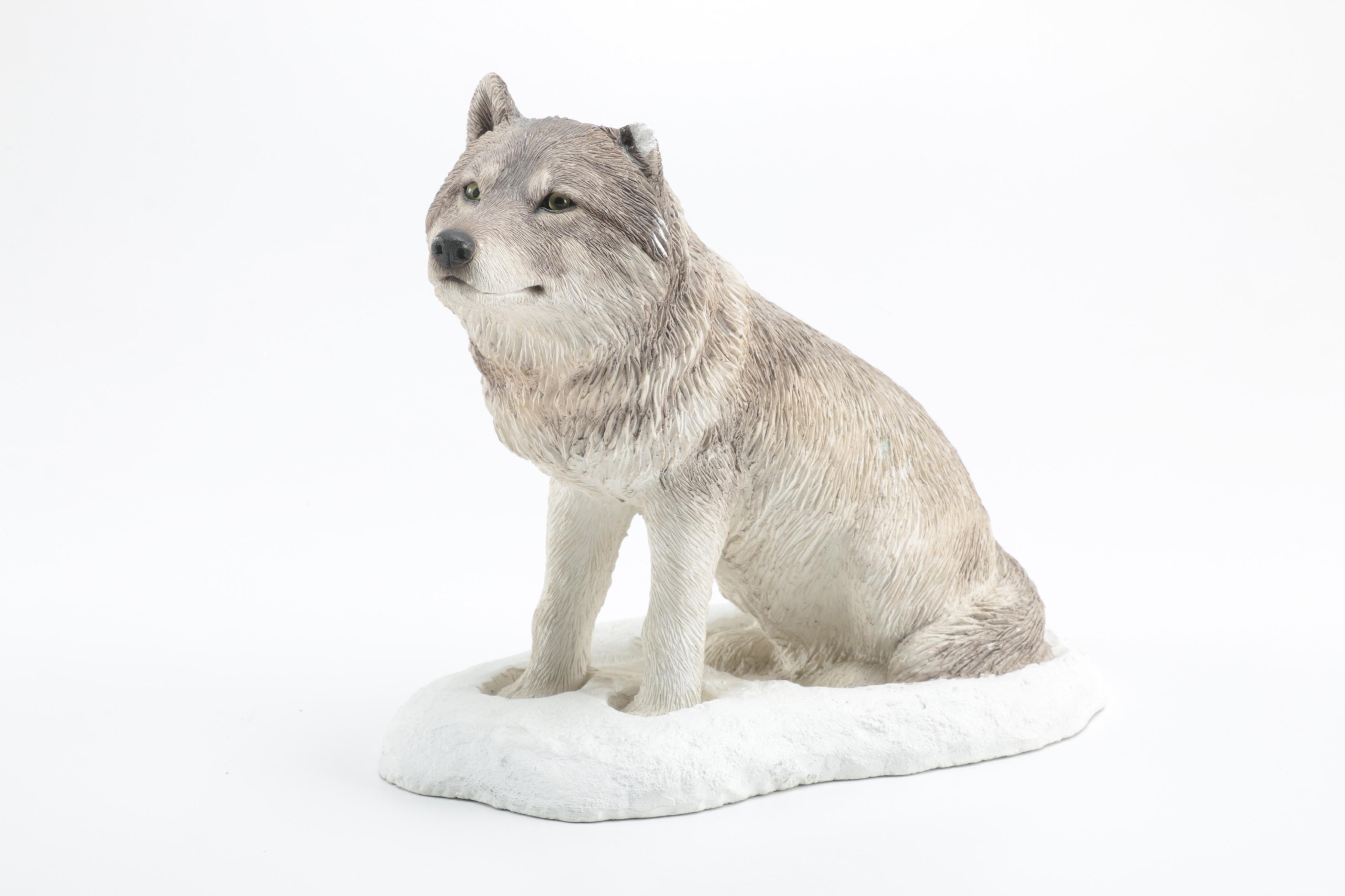 Hand-Painted Sandicast Wolf Figurines