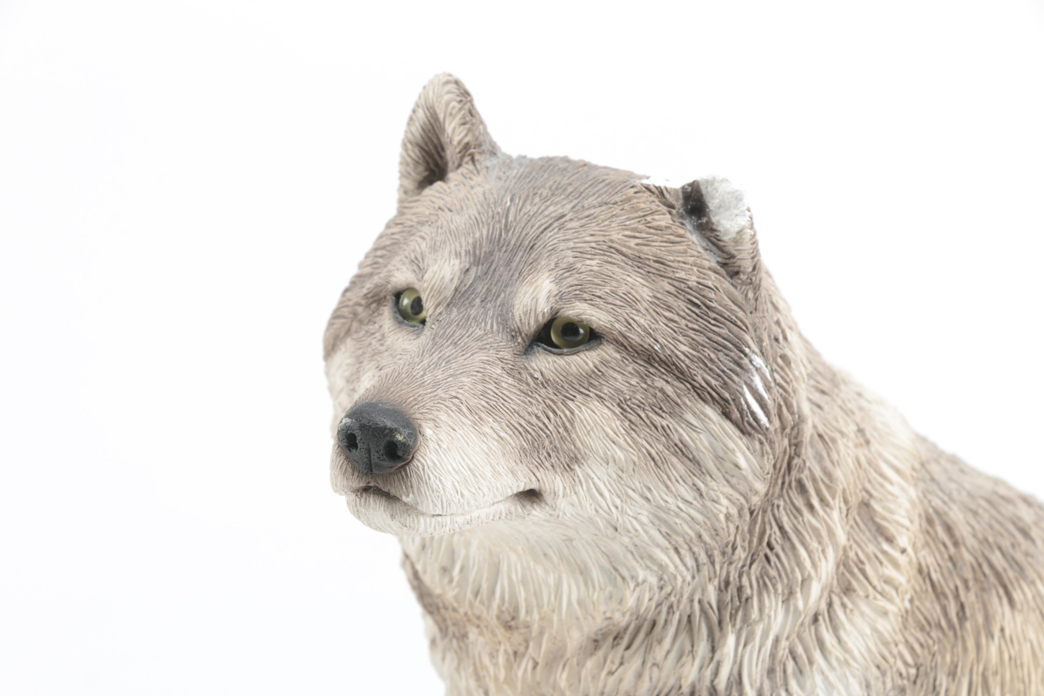 Hand-Painted Sandicast Wolf Figurines