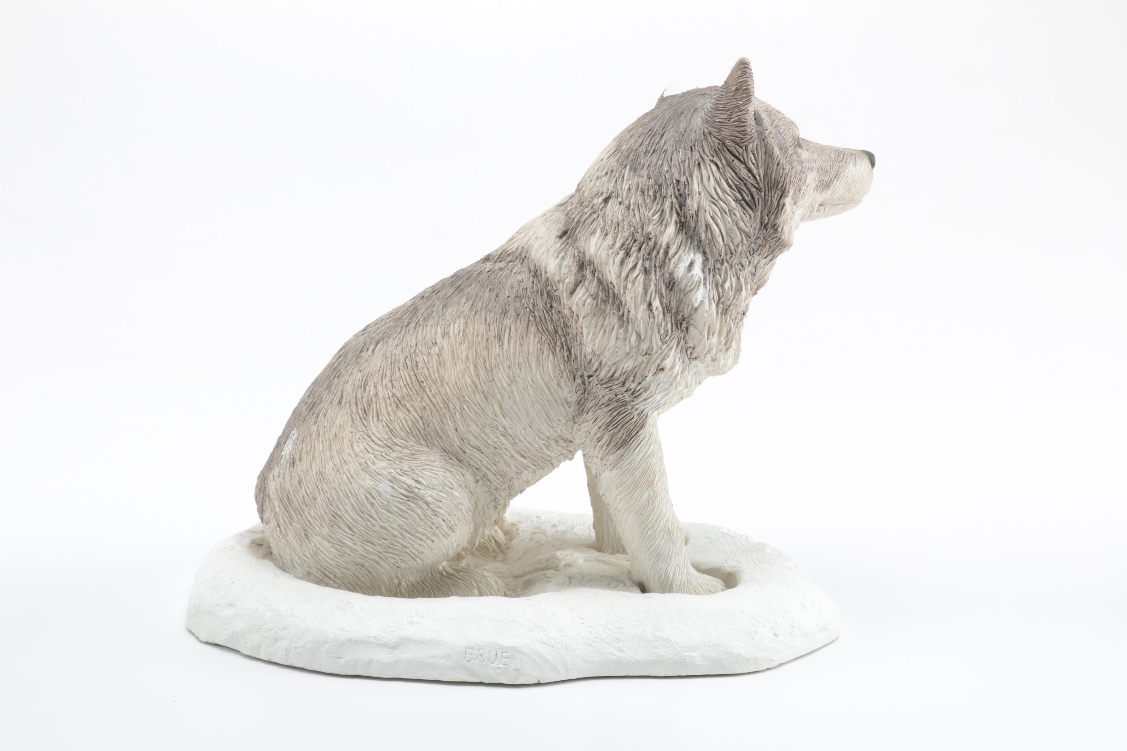 Hand-Painted Sandicast Wolf Figurines