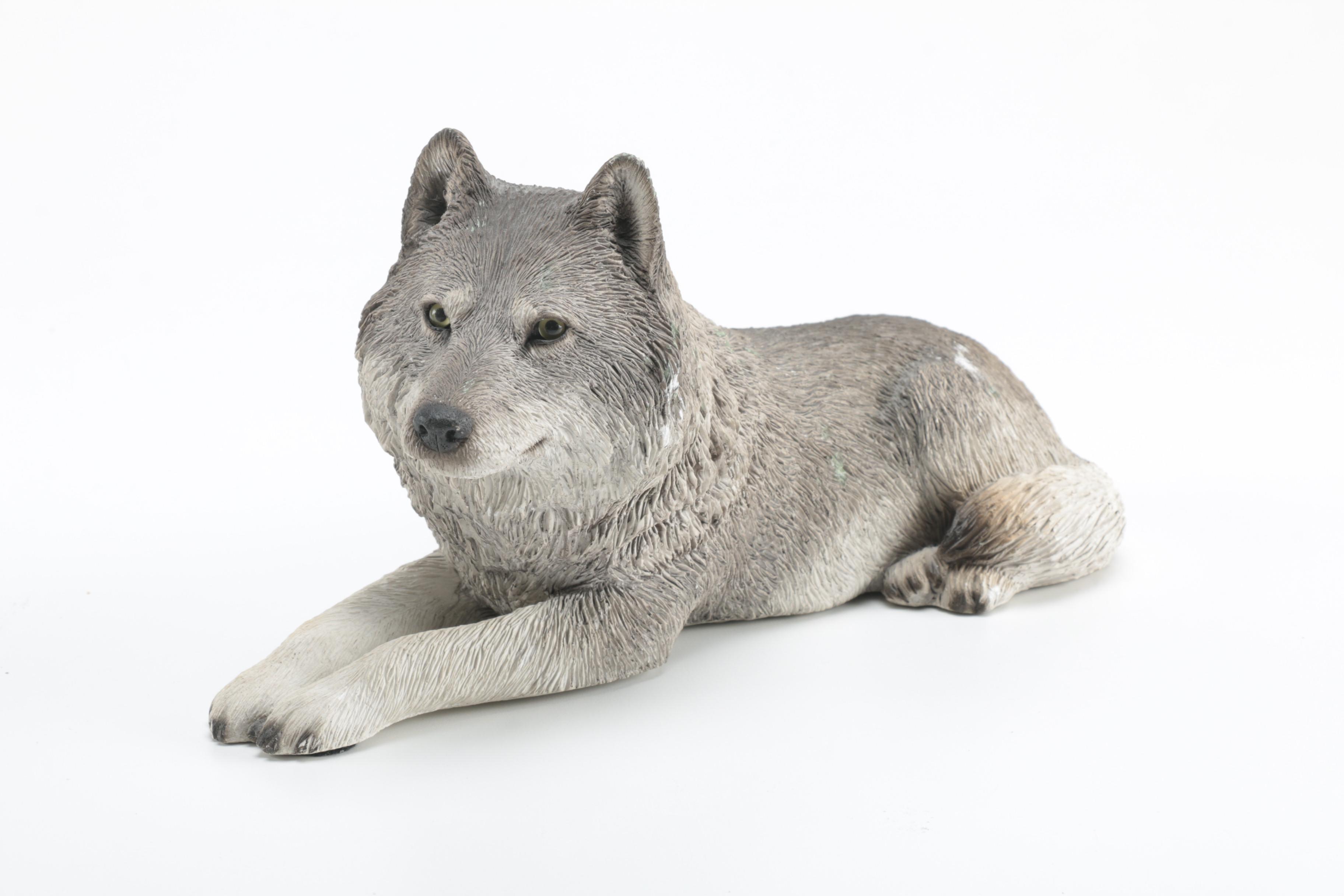 Hand-Painted Sandicast Wolf Figurines