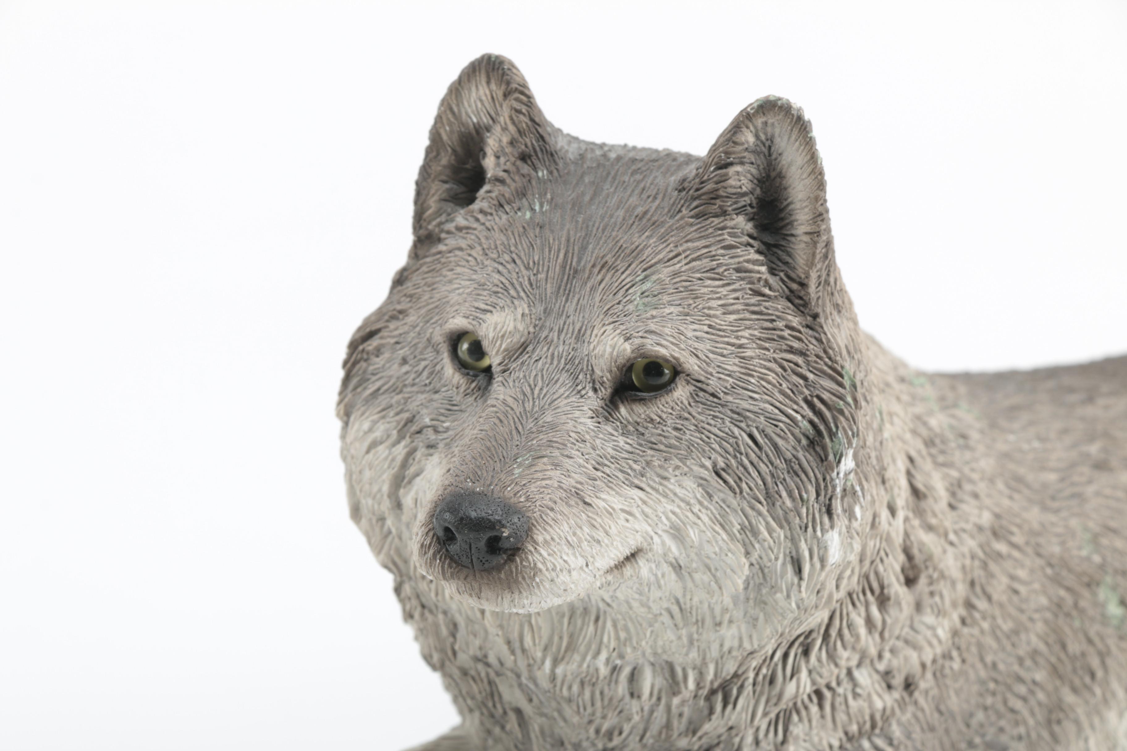 Hand-Painted Sandicast Wolf Figurines