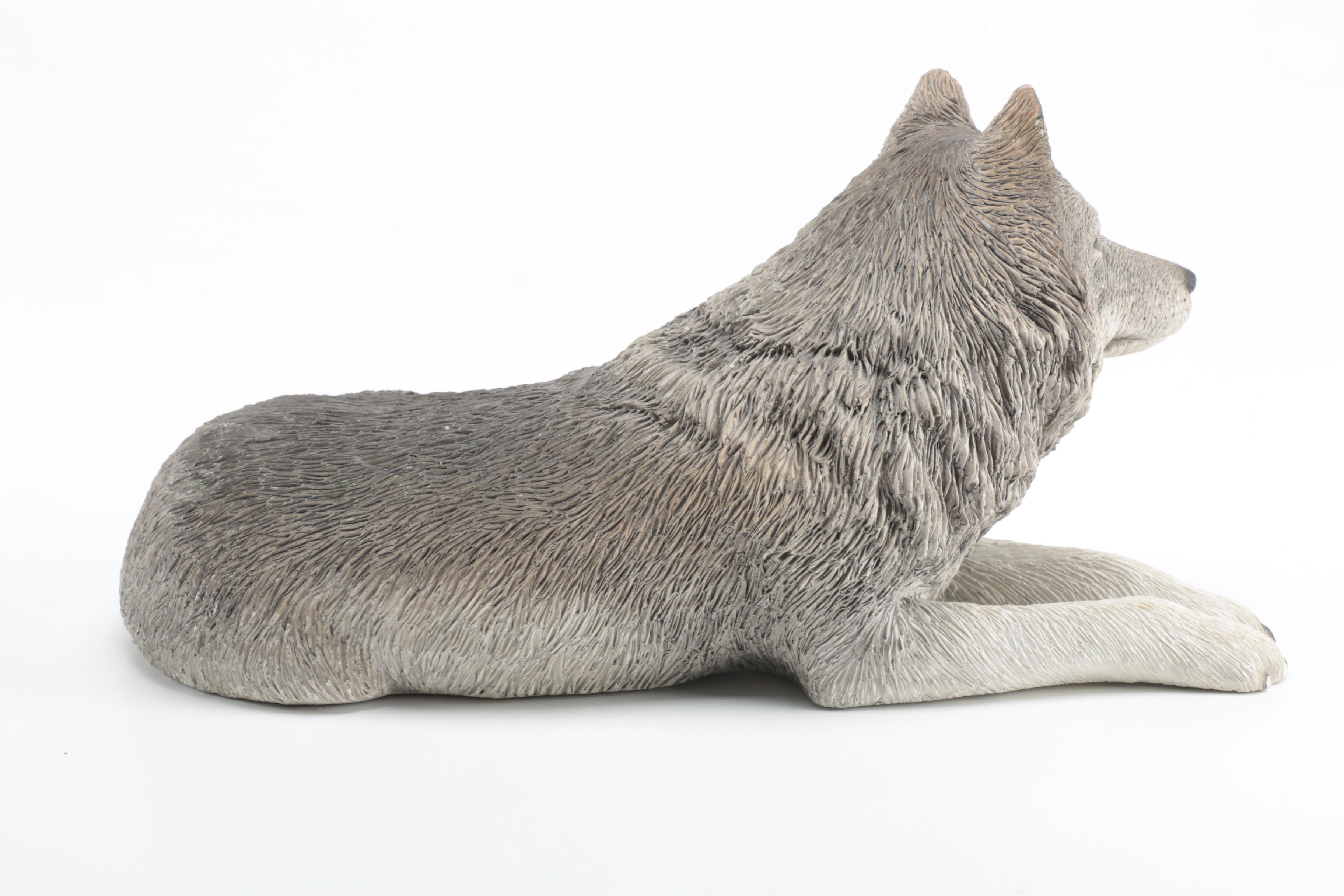 Hand-Painted Sandicast Wolf Figurines