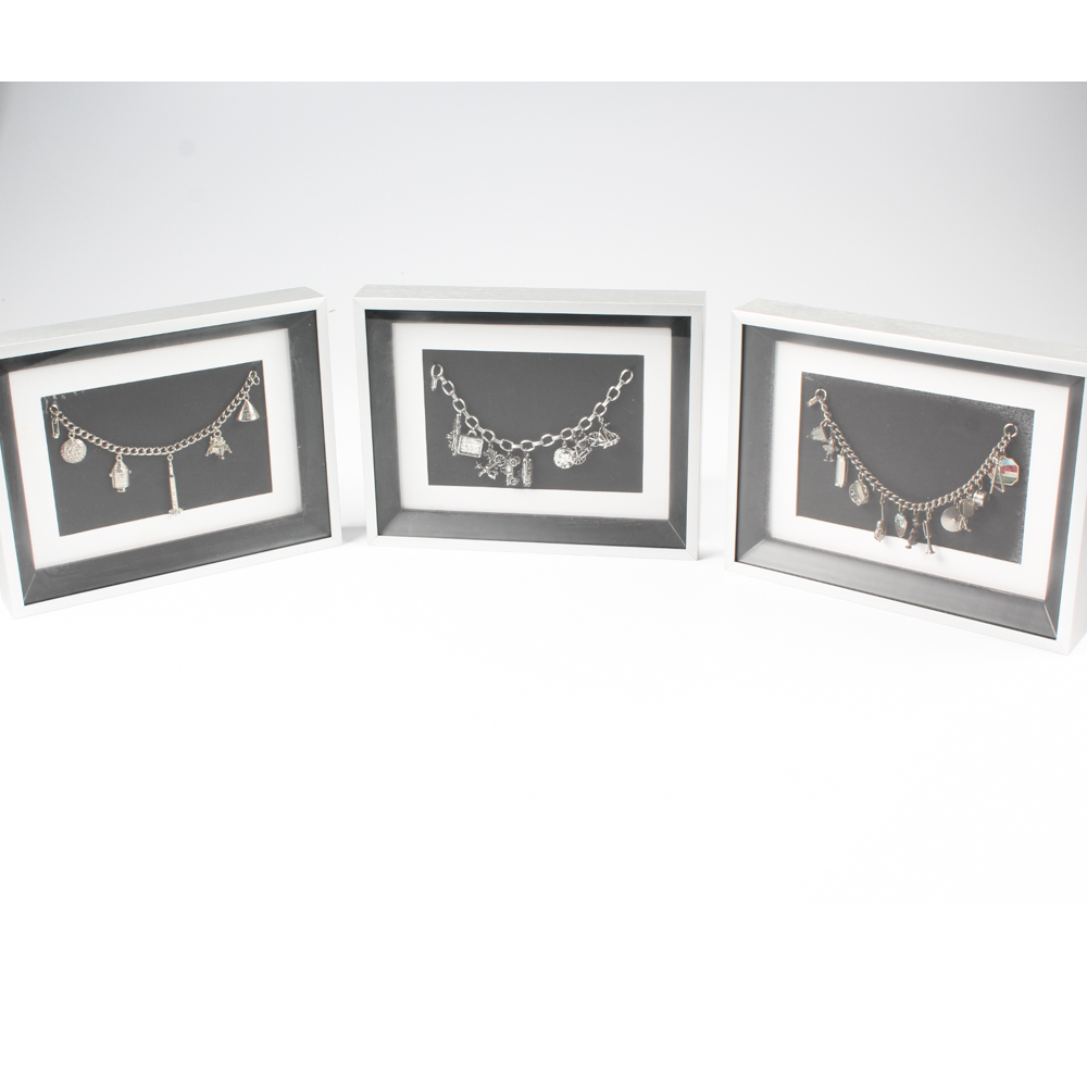 Set of Three Framed Charm Bracelets