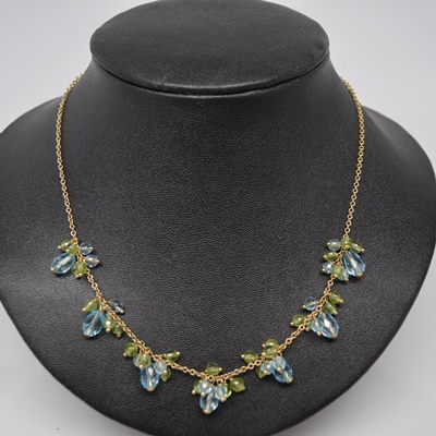 14K Yellow Gold Peridot and Topaz Necklace
