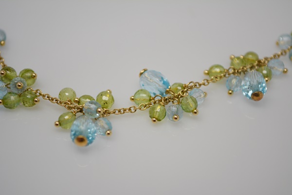 14K Yellow Gold Peridot and Topaz Necklace