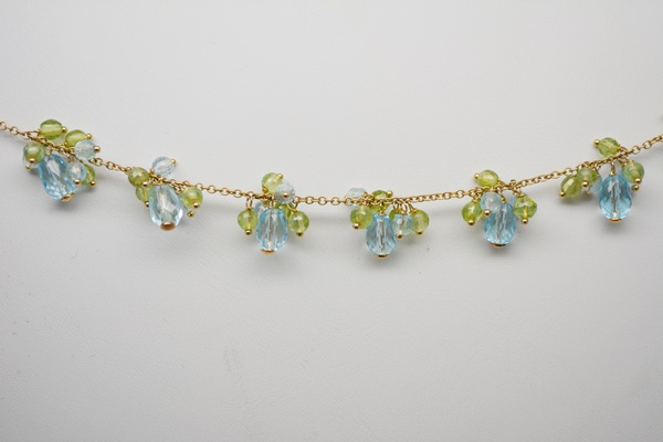 14K Yellow Gold Peridot and Topaz Necklace