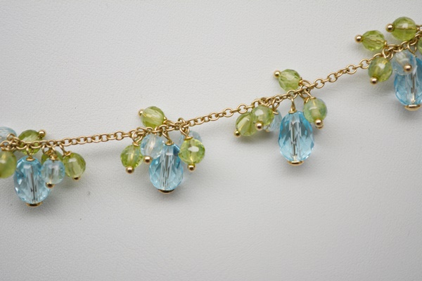 14K Yellow Gold Peridot and Topaz Necklace
