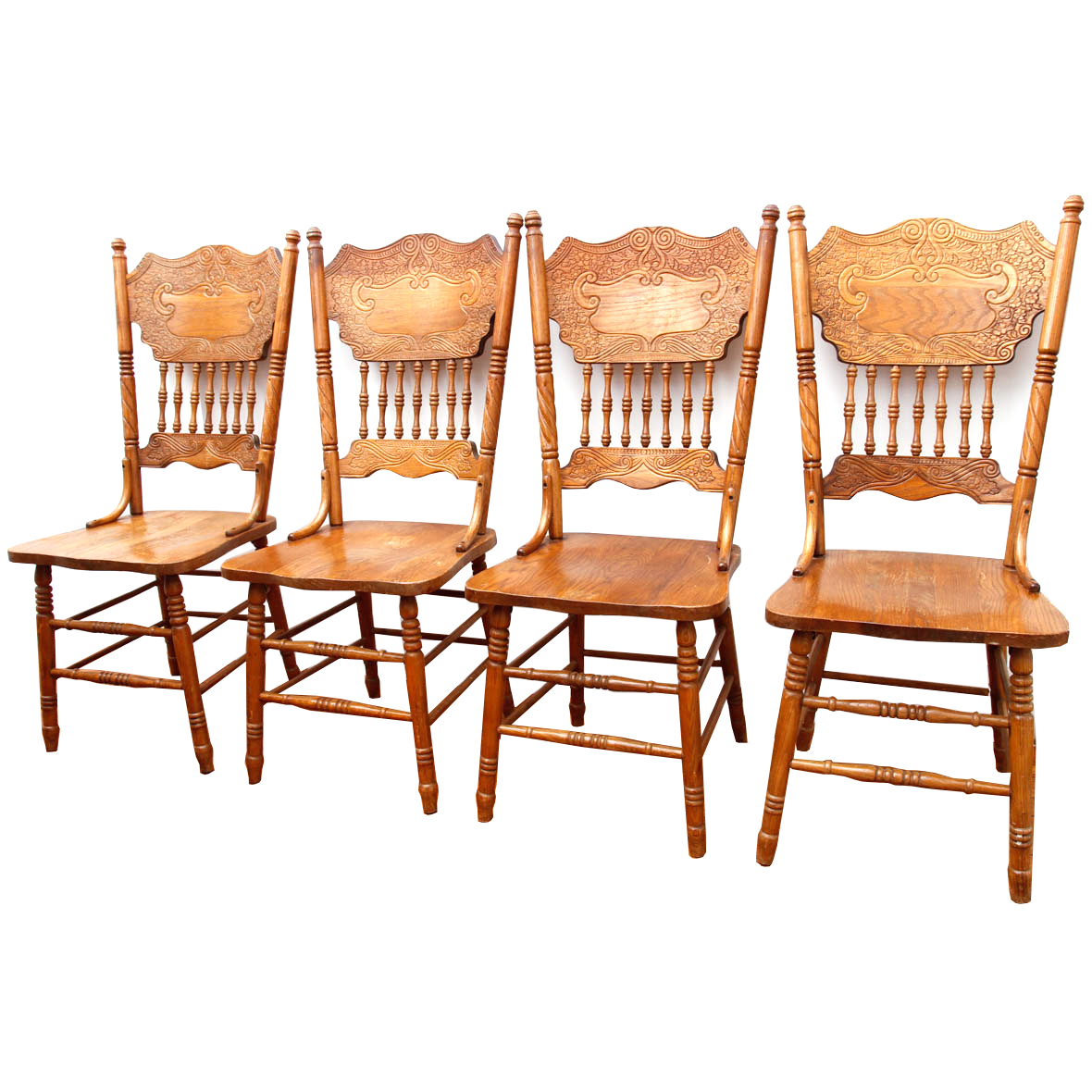 Pressed Back Oak Dining Chairs