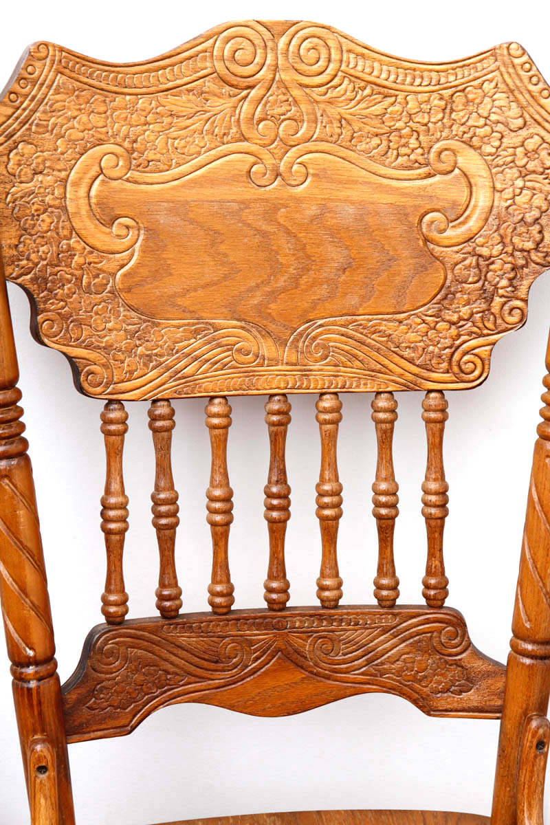 Pressed Back Oak Dining Chairs