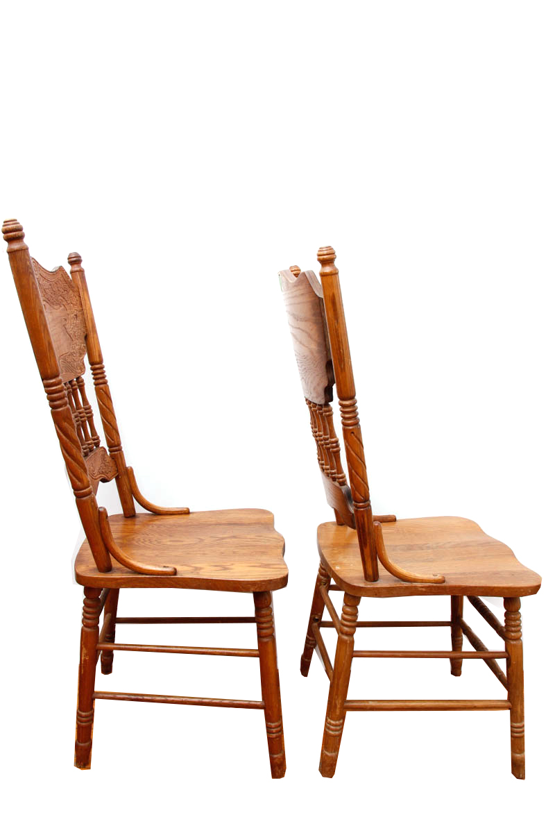Pressed Back Oak Dining Chairs