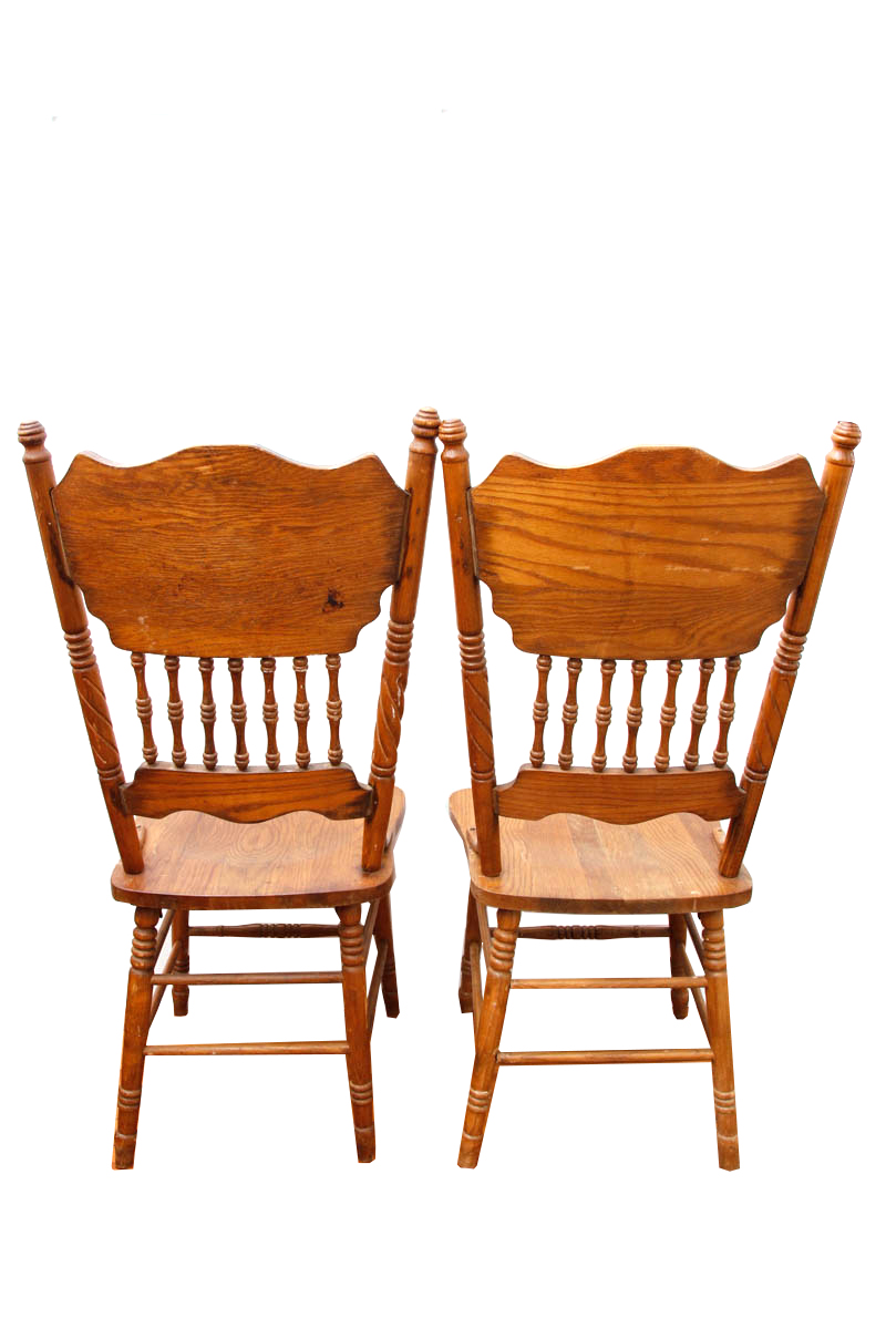Pressed Back Oak Dining Chairs