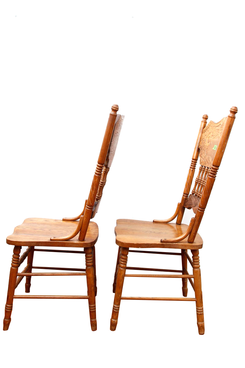 Pressed Back Oak Dining Chairs